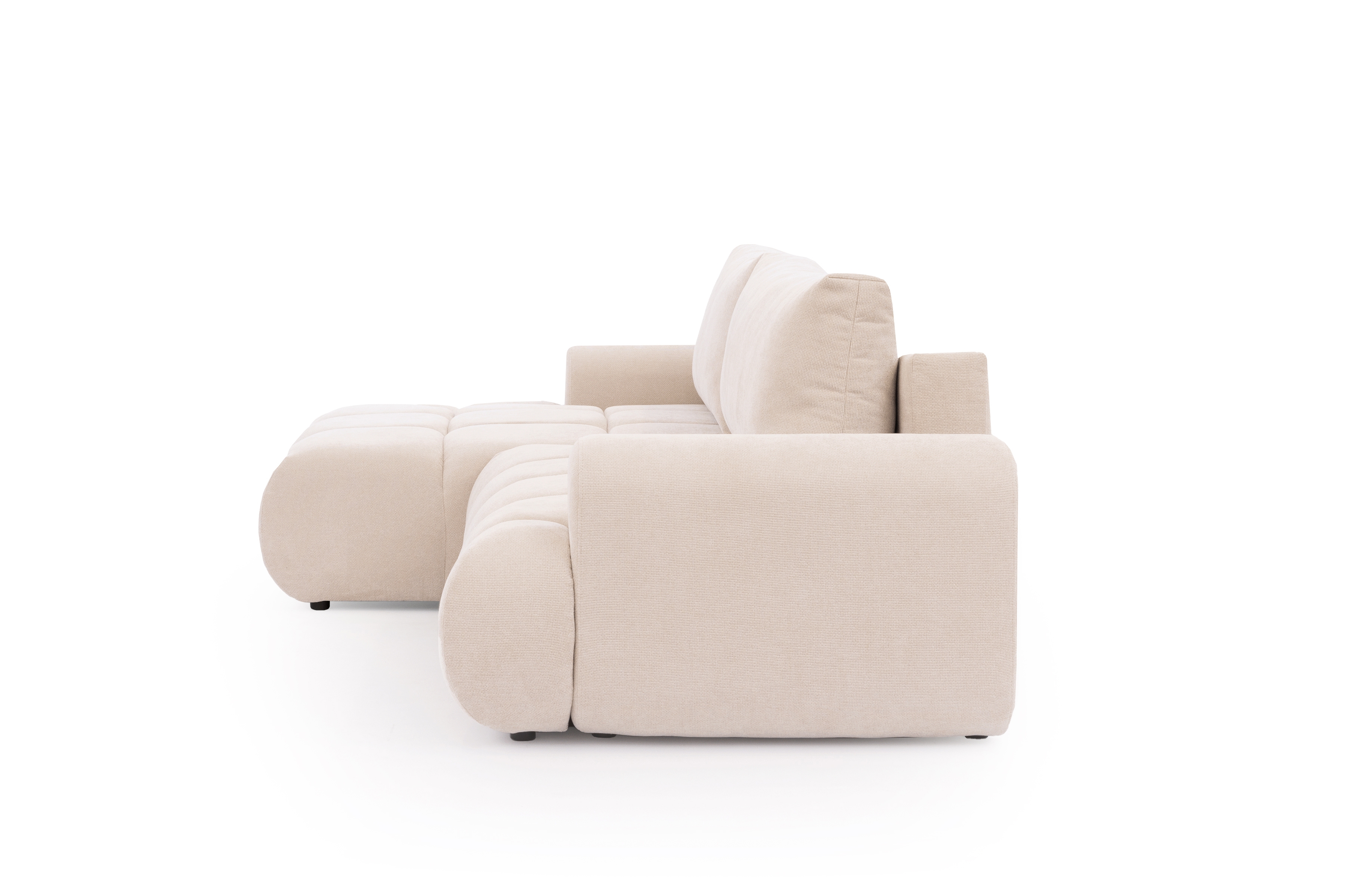 Rozkládací rohová sedací souprava Lutario Mini levá - béžová Venice 2026 Rohová sedací souprava Lutario Mini rozkládací levá - béžová plecionka hydrofobowa Venice 2026