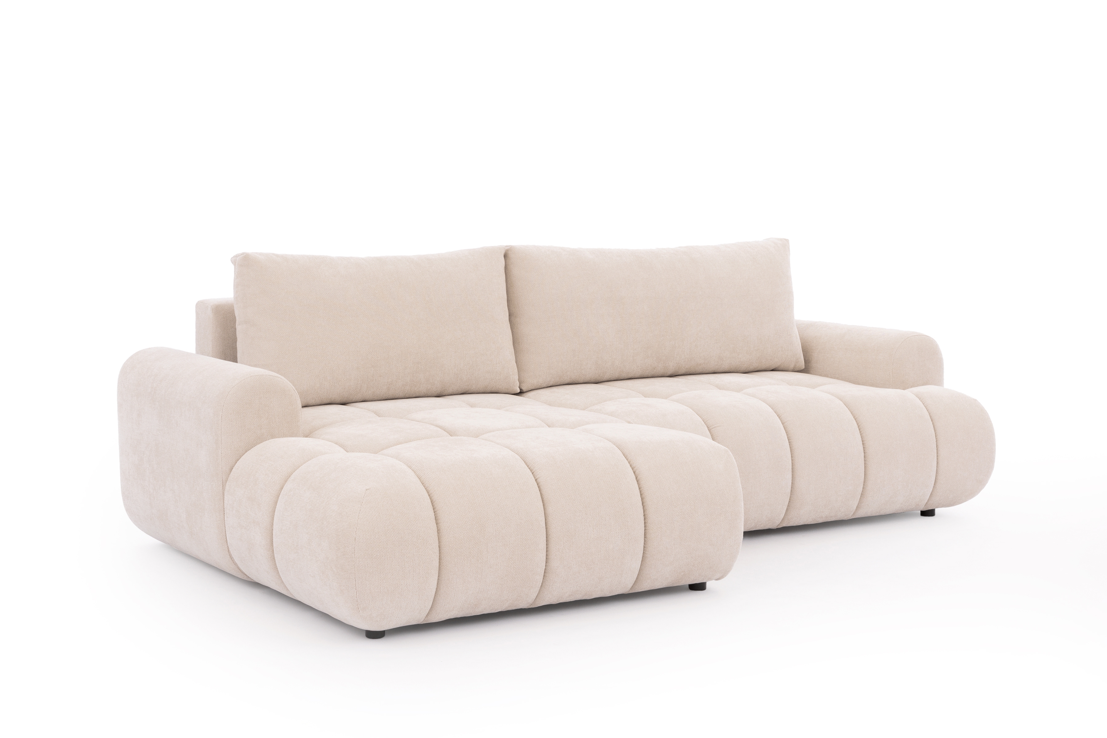 Rozkládací rohová sedací souprava Lutario Mini levá - béžová Venice 2026 Rohová sedací souprava Lutario Mini rozkládací levá - béžová plecionka hydrofobowa Venice 2026