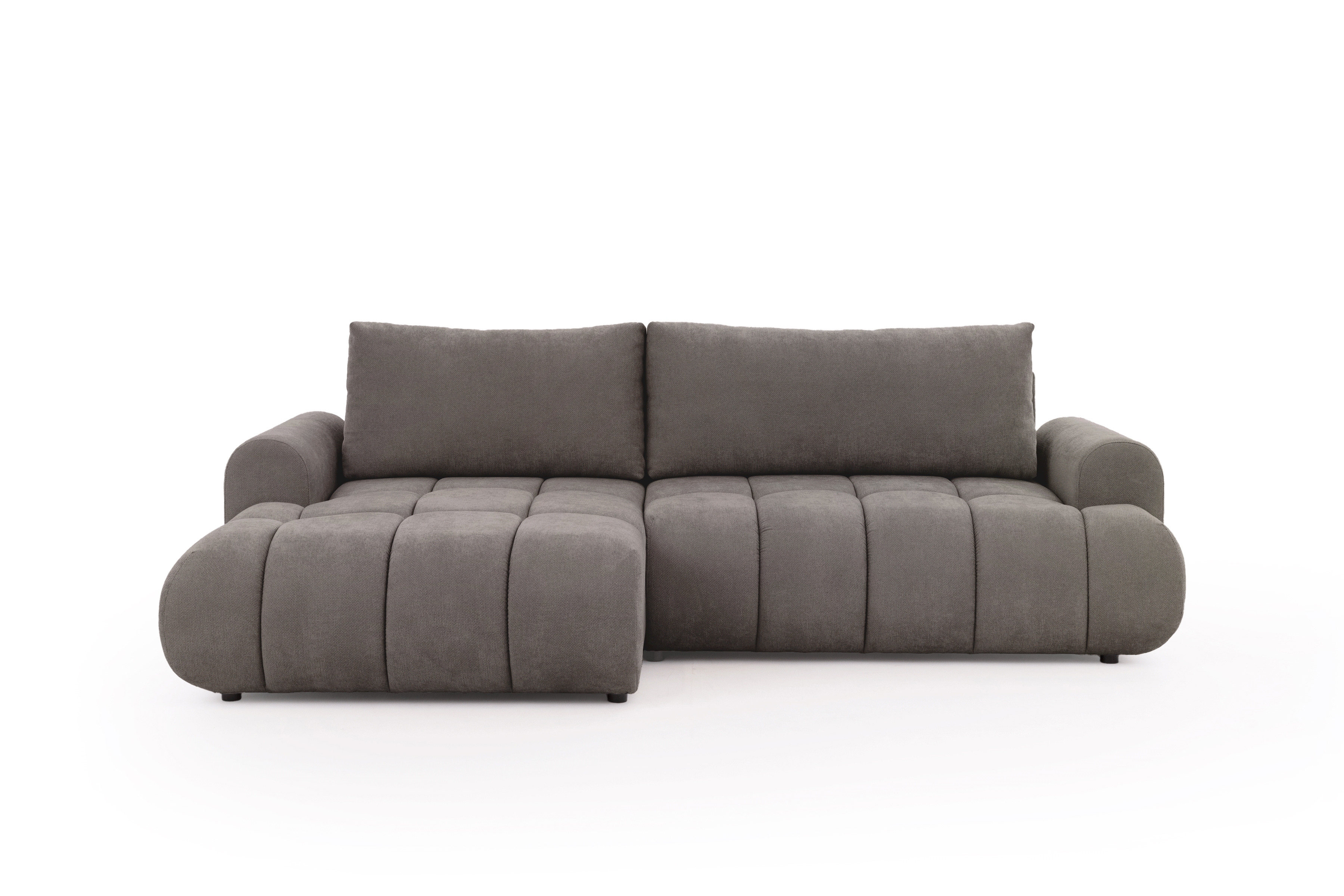 Rozkládací rohová sedací souprava Lutario Mini levá - šedohnědá Venice 2022 Rohová sedací souprava Lutario Mini rozkládací levá - hnědá plecionka hydrofobowa Venice 2022