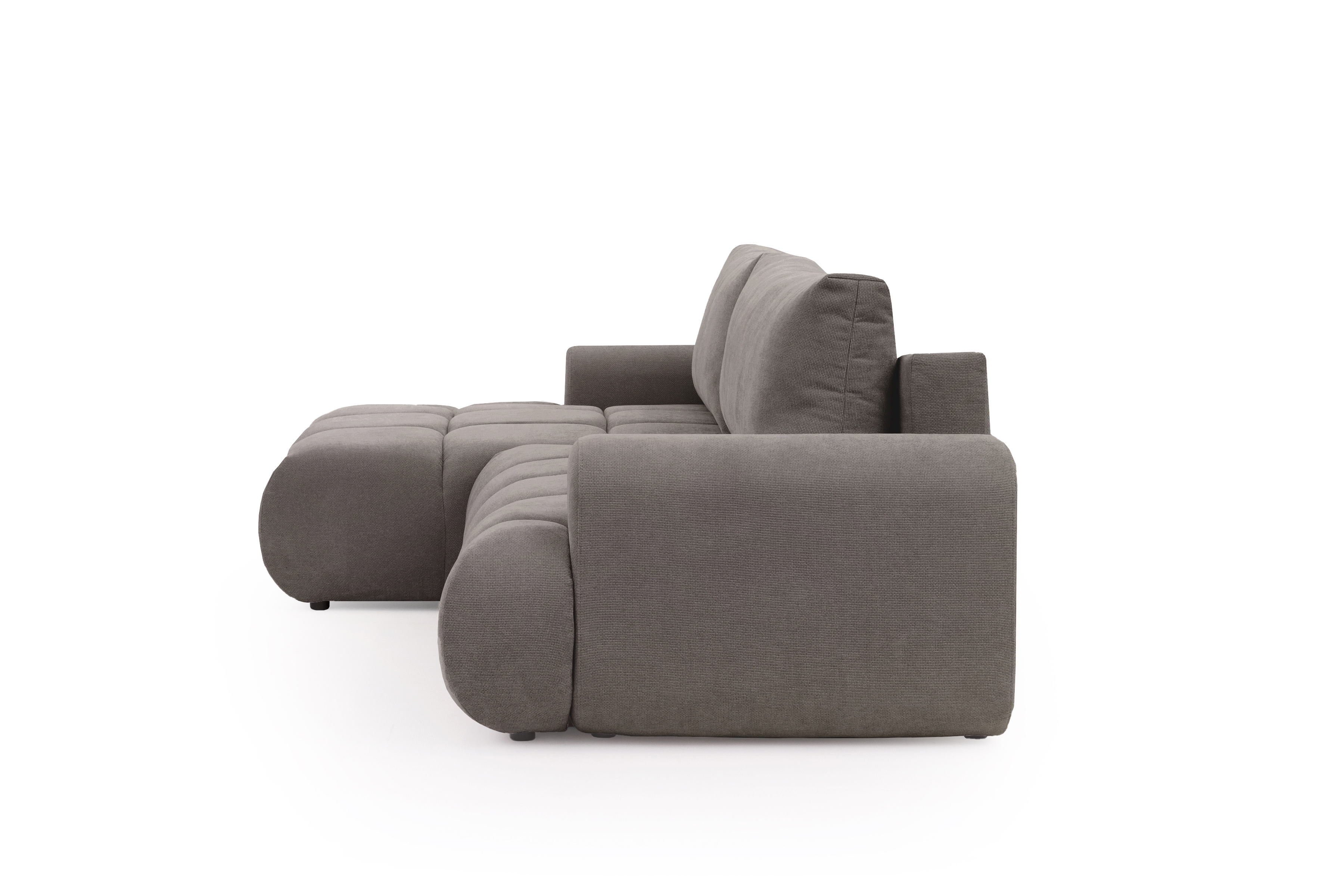 Rozkládací rohová sedací souprava Lutario Mini levá - šedohnědá Venice 2022 Rohová sedací souprava Lutario Mini rozkládací levá - hnědá plecionka hydrofobowa Venice 2022