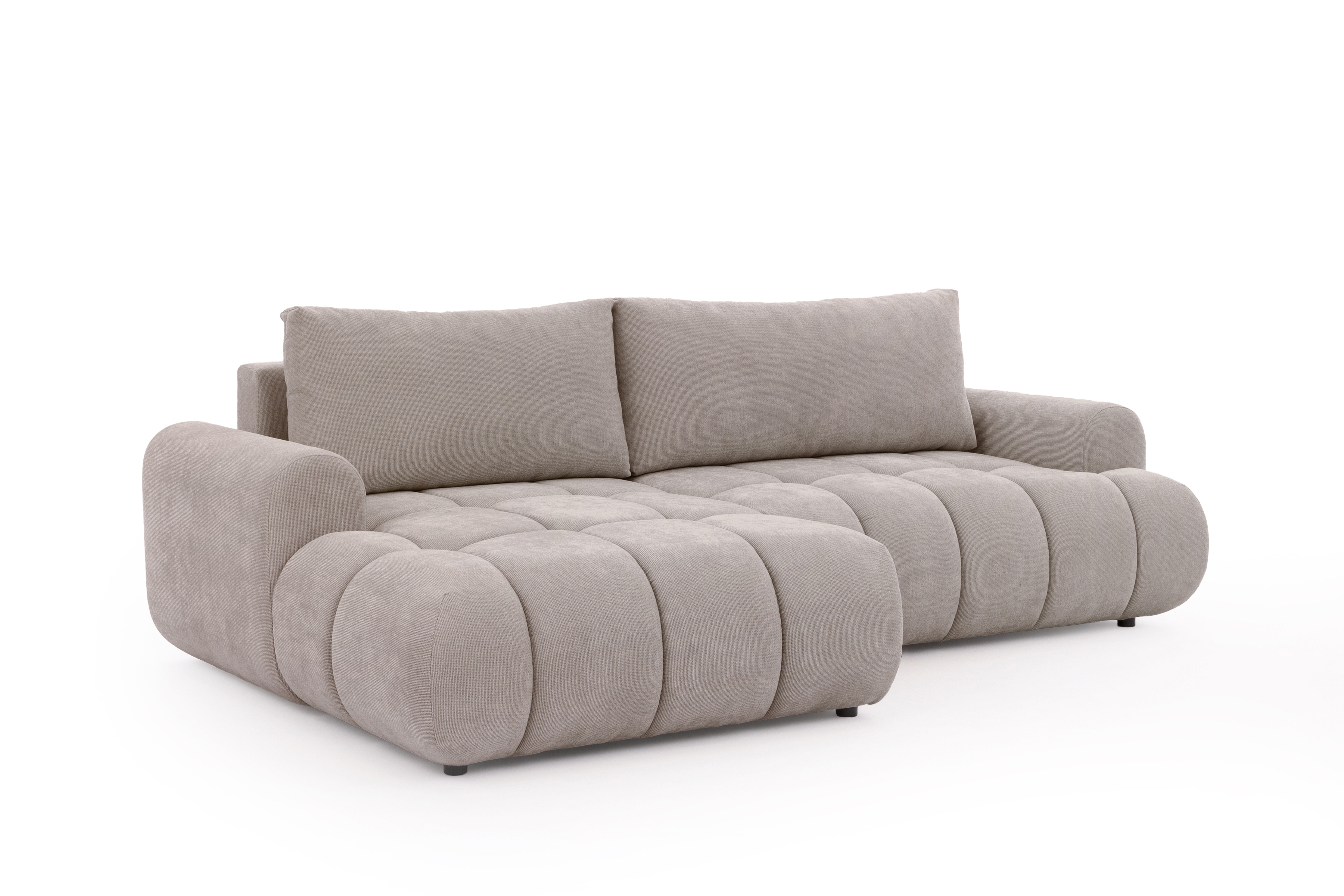 Rozkládací rohová sedací souprava Lutario Mini levá - tmavě béžová Venice 2031 Rohová sedací souprava Lutario Mini rozkládací levá - ciemnobezowa plecionka hydrofobowa Venice 2031