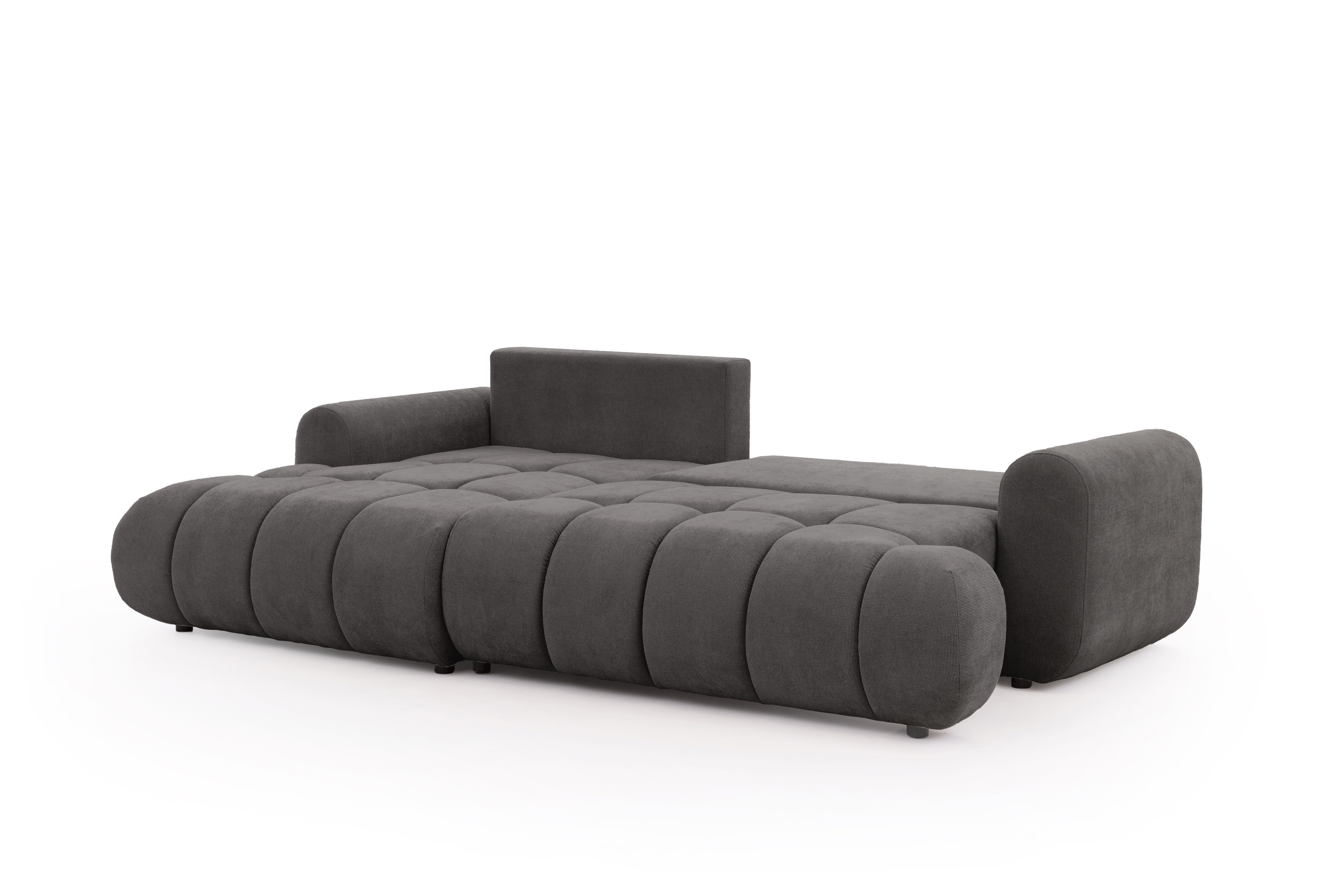 Rozkládací rohová sedací souprava Lutario Mini levá - tmavě šedá Venice 2021 Rohová sedací souprava Lutario Mini rozkládací levá - ciemnoszara plecionka hydrofobowa Venice 2021