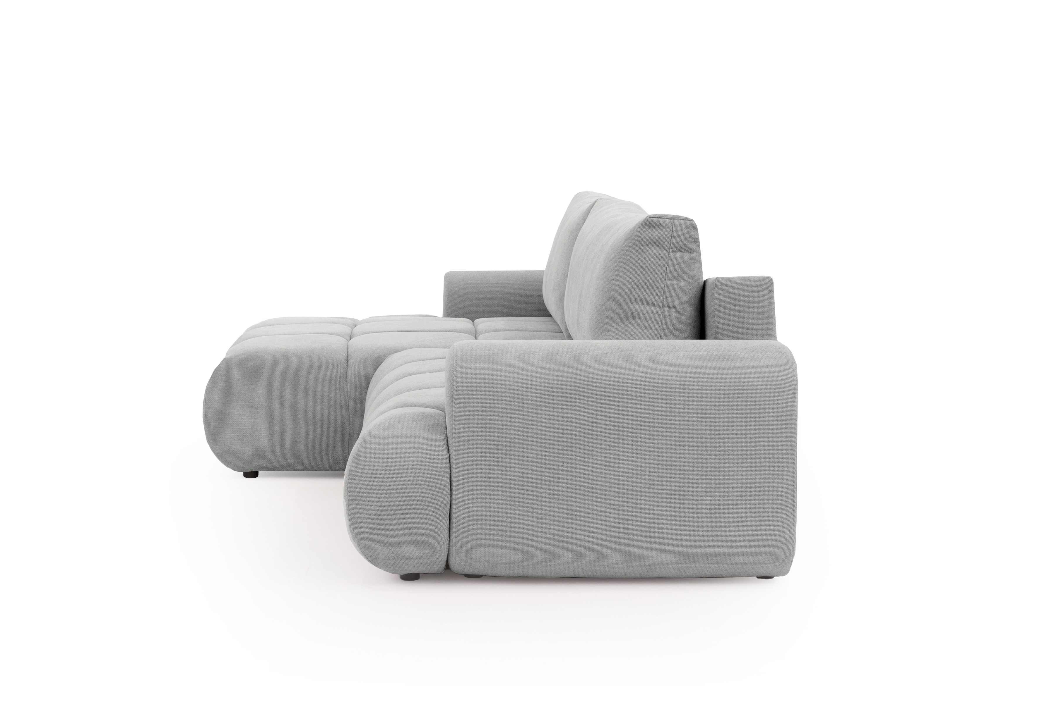 Rozkládací rohová sedací souprava Lutario Mini levá - šedá Venice 2023 Rohová sedací souprava Lutario Mini rozkládací levá - šedá plecionka hydrofobowa Venice 2023 