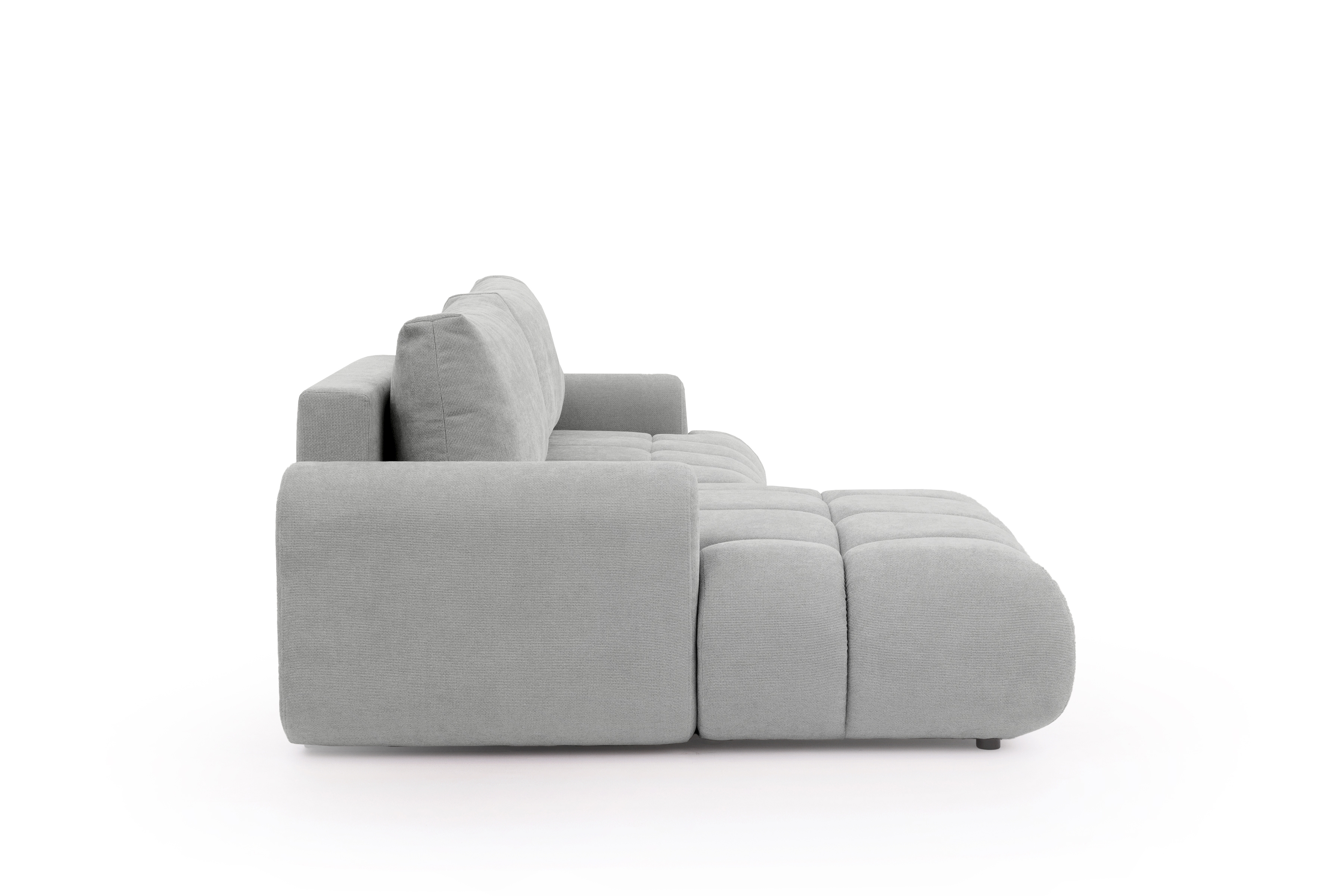 Rozkládací rohová sedací souprava Lutario Mini levá - šedá Venice 2023 Rohová sedací souprava Lutario Mini rozkládací levá - šedá plecionka hydrofobowa Venice 2023 