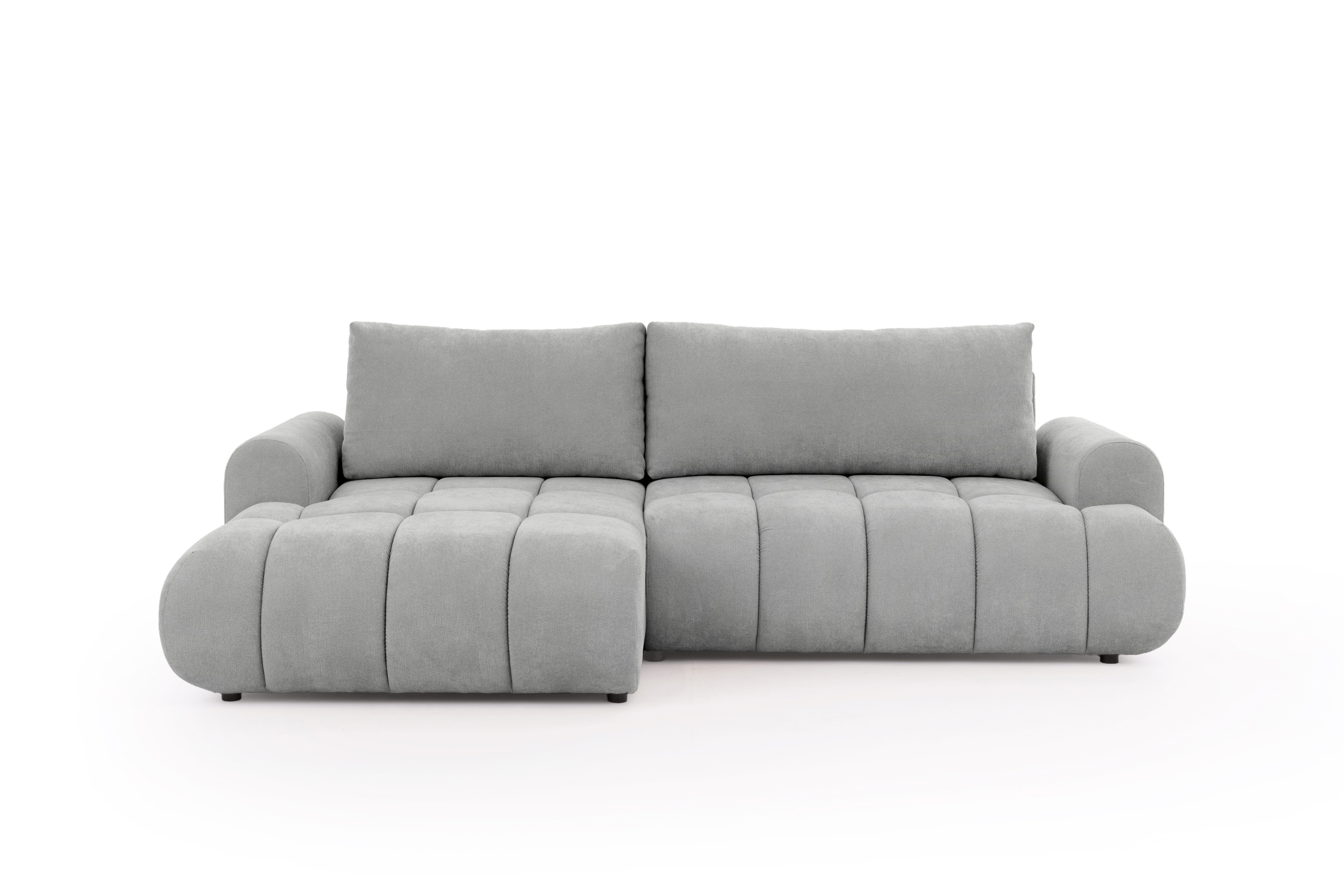 Rozkládací rohová sedací souprava Lutario Mini levá - šedá Venice 2023 Rohová sedací souprava Lutario Mini rozkládací levá - šedá plecionka hydrofobowa Venice 2023 