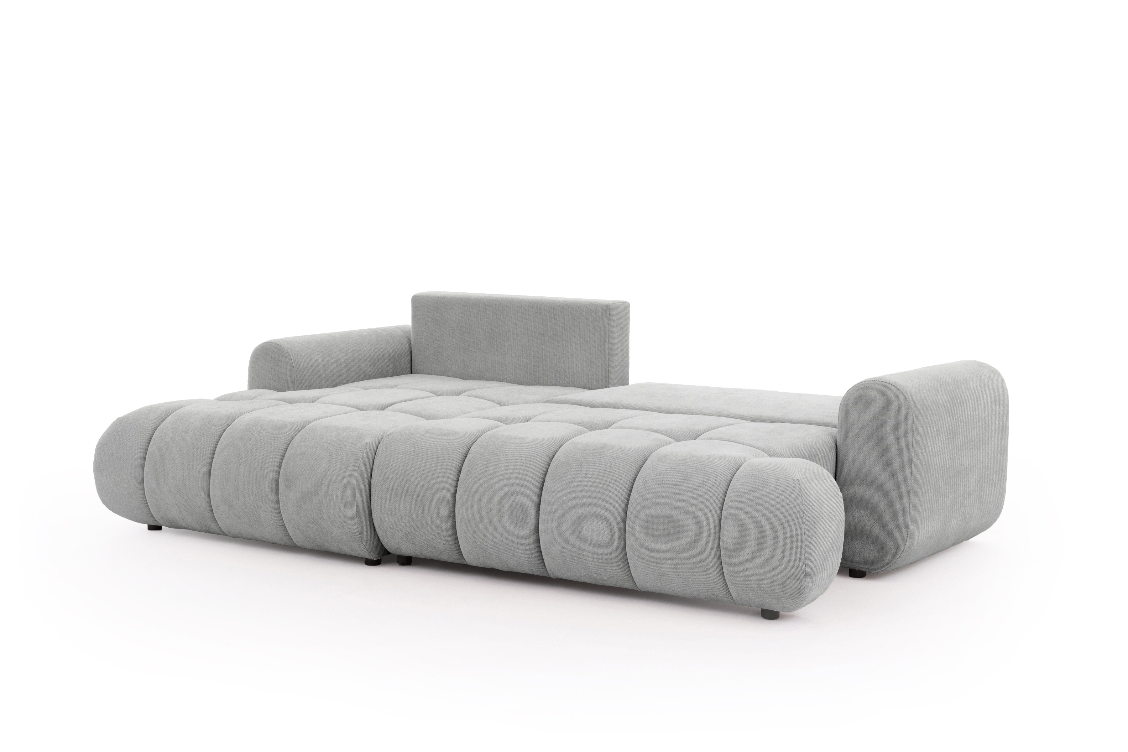 Rozkládací rohová sedací souprava Lutario Mini levá - šedá Venice 2023 Rohová sedací souprava Lutario Mini rozkládací levá - šedá plecionka hydrofobowa Venice 2023 