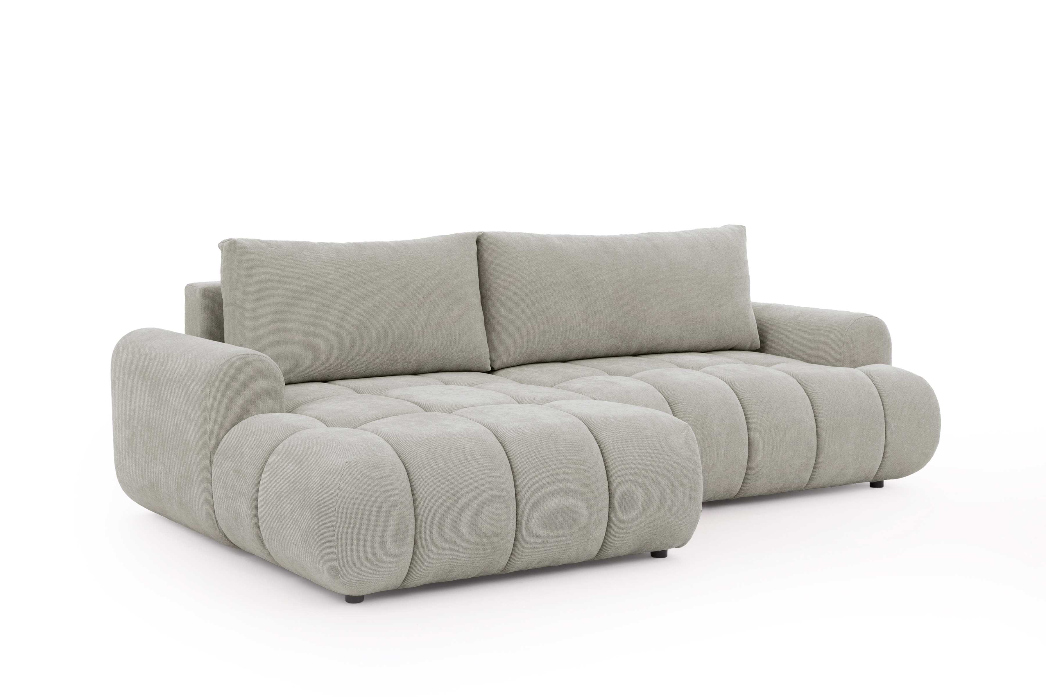 Rohová sedačka Lutario Mini s rozkladem levá - šedá látka Nazar 225.03 Rohová sedací souprava Lutario Mini rozkládací levá - šedá potahová látka Nazar 225.03