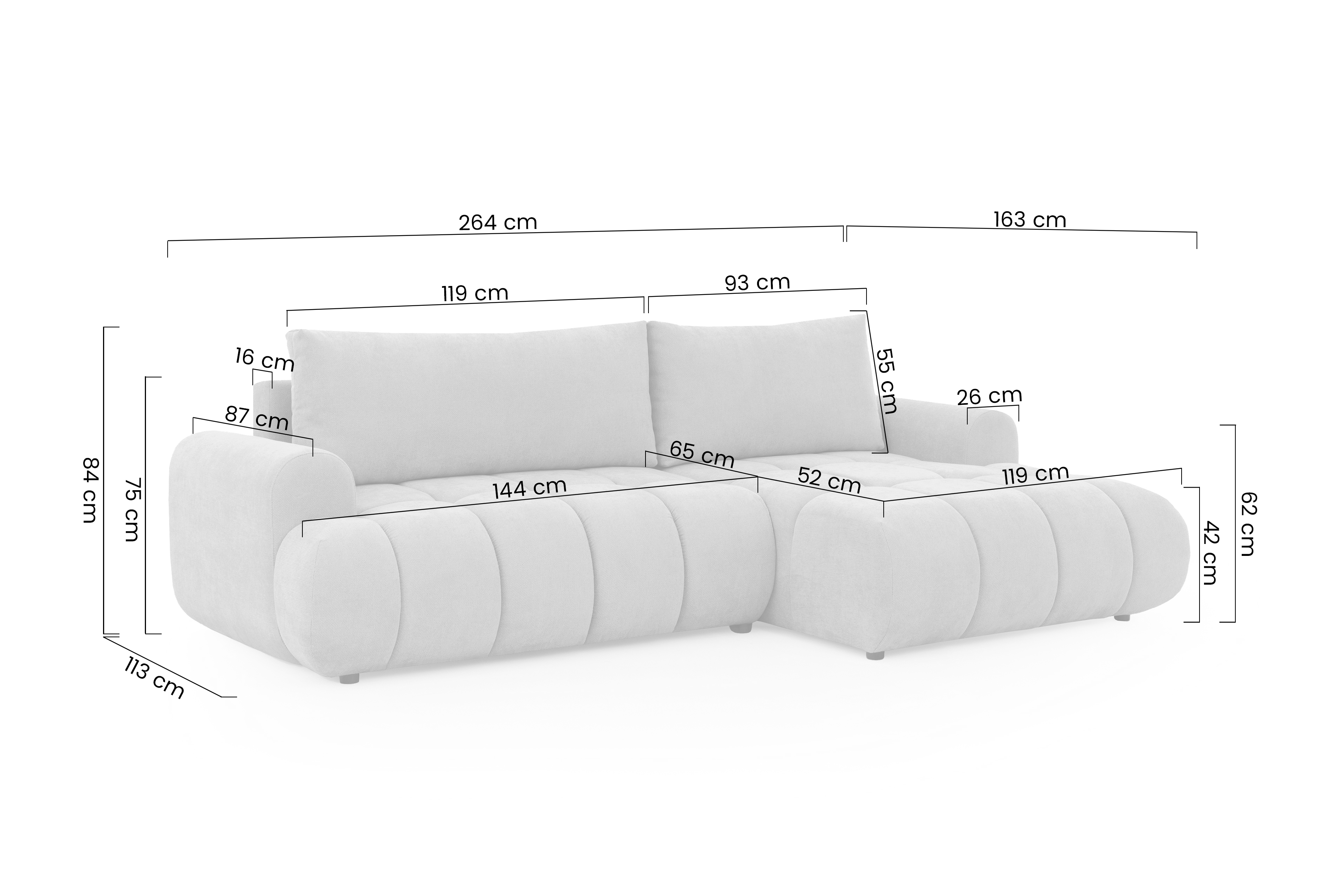 Rozkládací rohová sedací souprava Lutario Mini pravá - béžová Venice 2026 Rohová sedací souprava Lutario Mini rozkládací pravá - béžová plecionka hydrofobowa Venice 2026