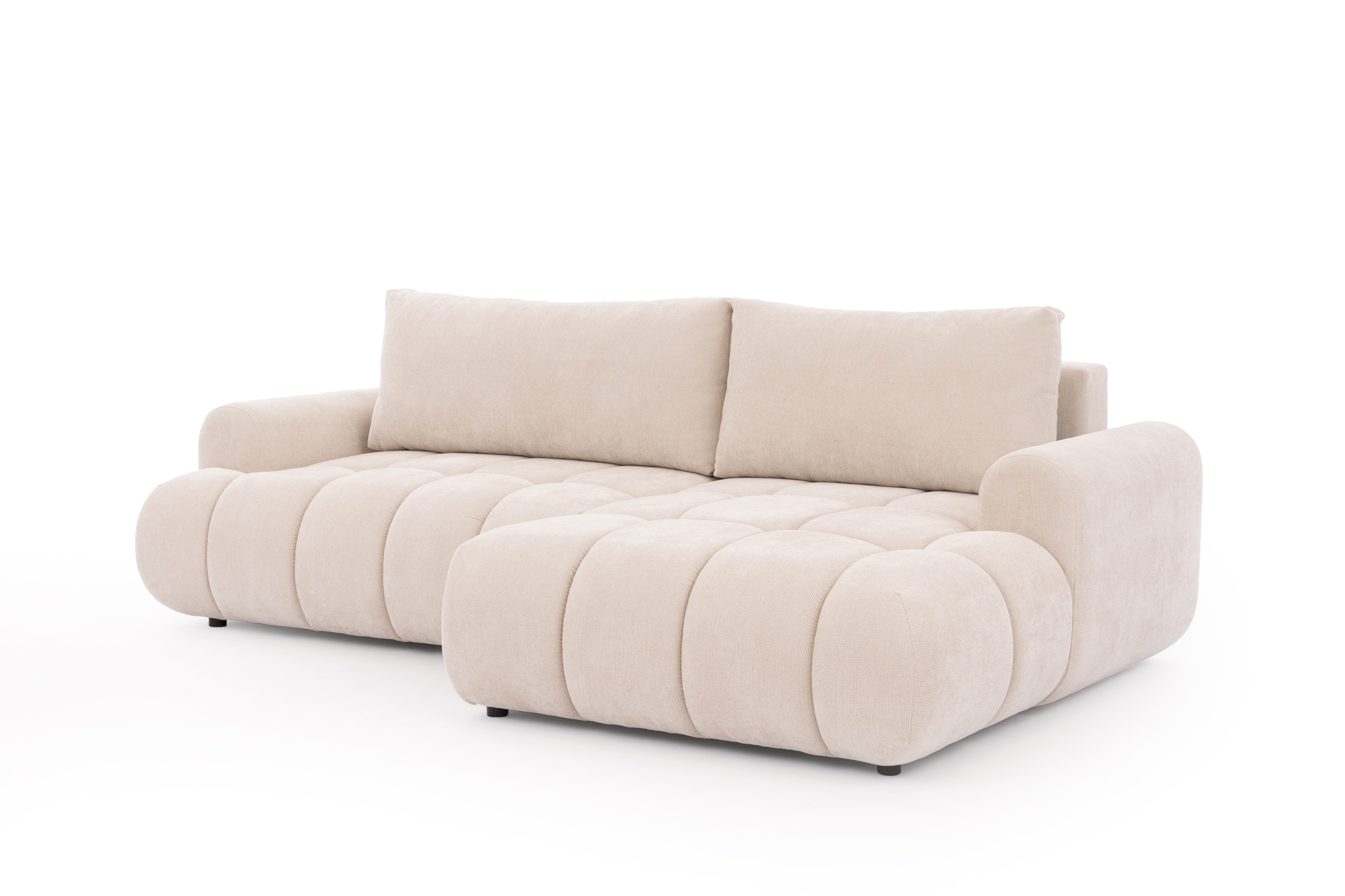 Rozkládací rohová sedací souprava Lutario Mini pravá - béžová Venice 2026 Rohová sedací souprava Lutario Mini rozkládací pravá - béžová plecionka hydrofobowa Venice 2026