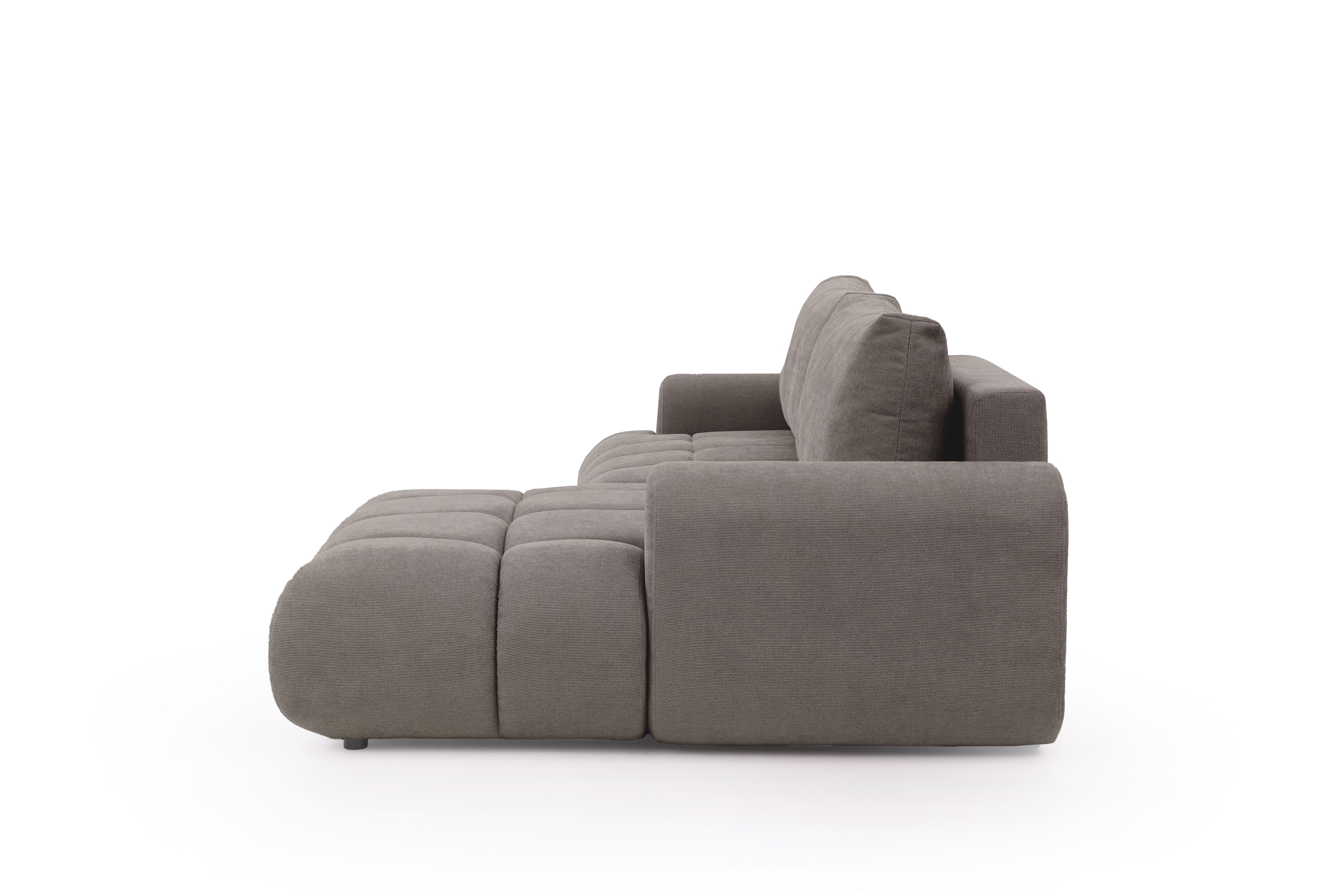 Rozkládací rohová sedací souprava Lutario Mini pravá - šedohnědá Venice 2022 Rohová sedací souprava Lutario Mini rozkládací pravá - hnědá plecionka hydrofobowa Venice 2022