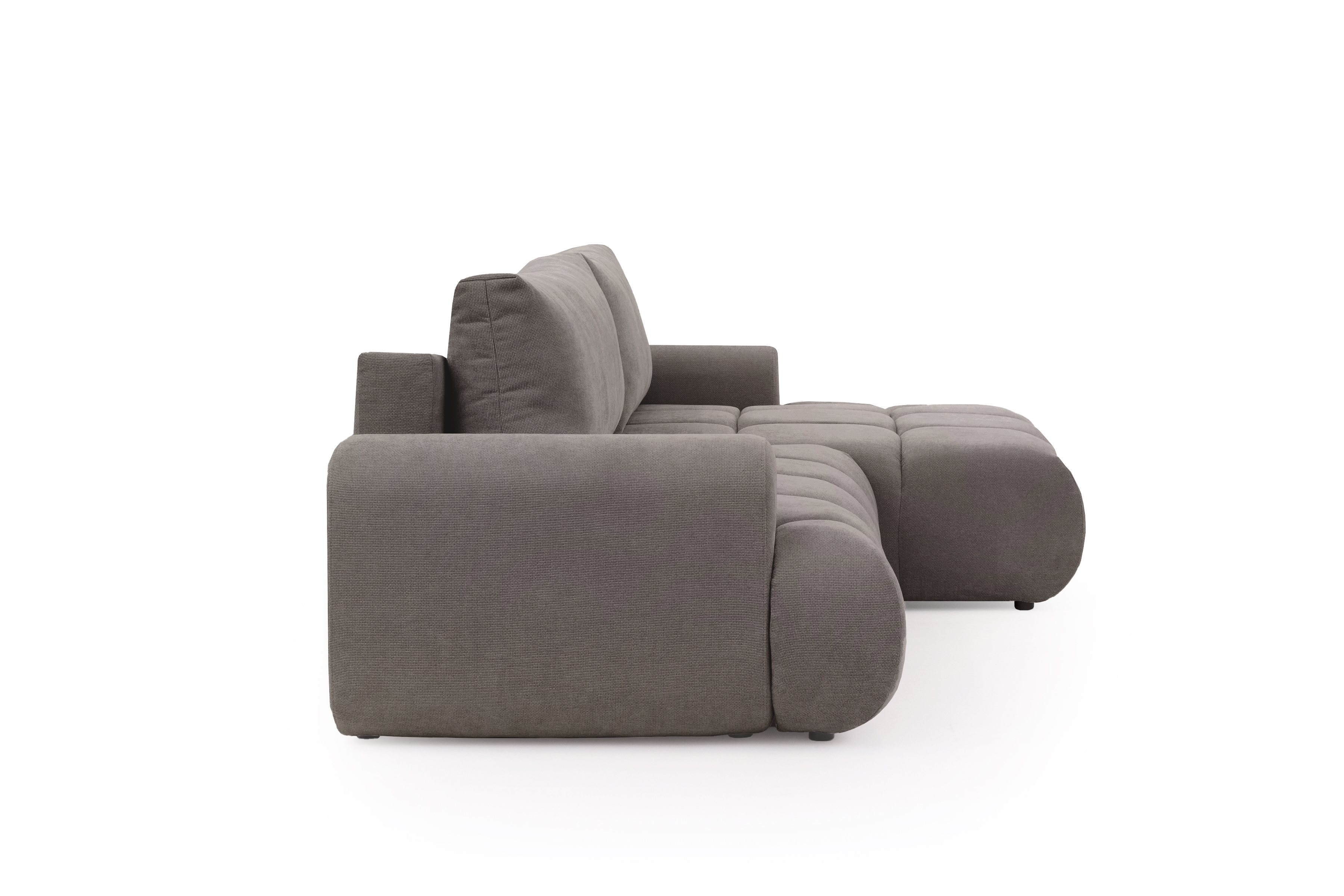 Rozkládací rohová sedací souprava Lutario Mini pravá - šedohnědá Venice 2022 Rohová sedací souprava Lutario Mini rozkládací pravá - hnědá plecionka hydrofobowa Venice 2022