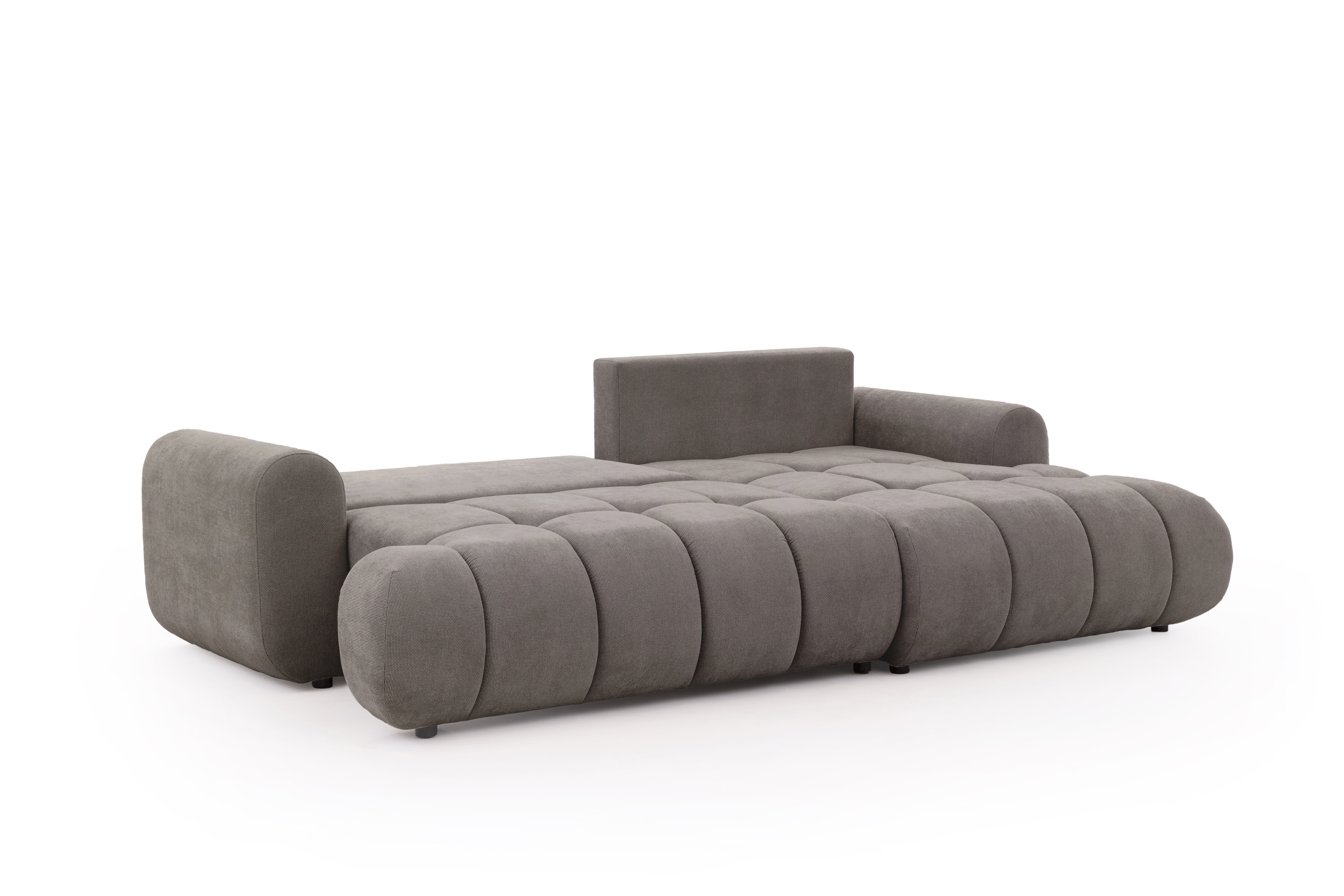 Rozkládací rohová sedací souprava Lutario Mini pravá - šedohnědá Venice 2022 Rohová sedací souprava Lutario Mini rozkládací pravá - hnědá plecionka hydrofobowa Venice 2022