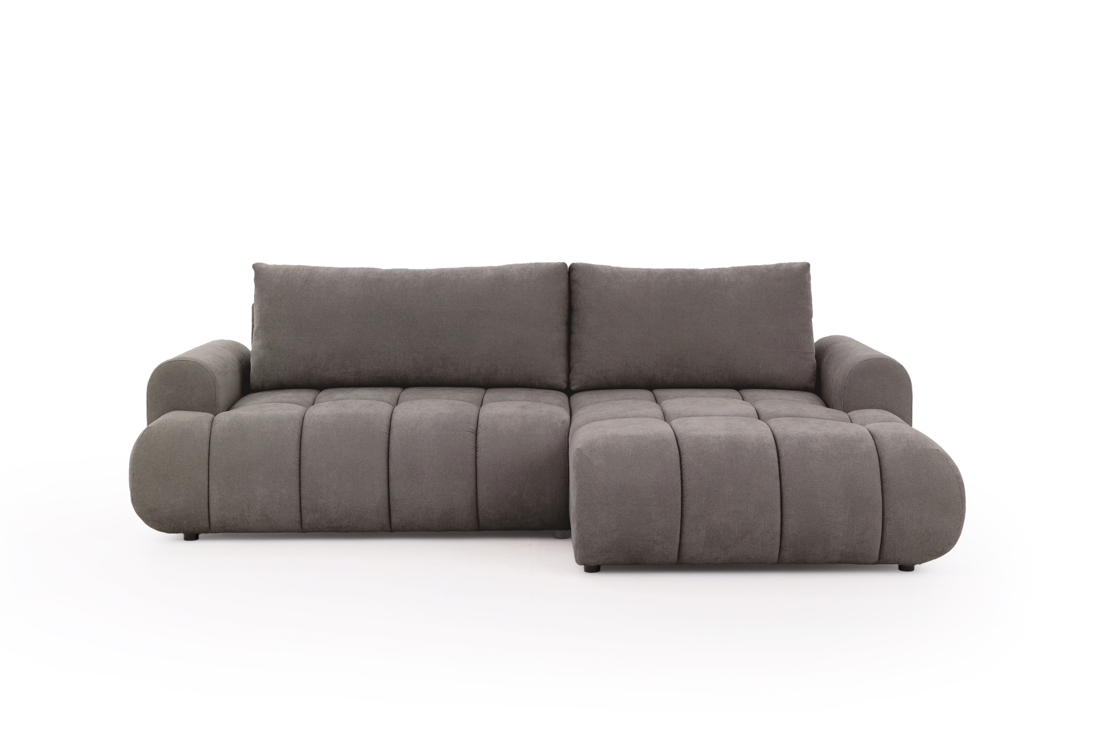 Rozkládací rohová sedací souprava Lutario Mini pravá - šedohnědá Venice 2022 Rohová sedací souprava Lutario Mini rozkládací pravá - hnědá plecionka hydrofobowa Venice 2022