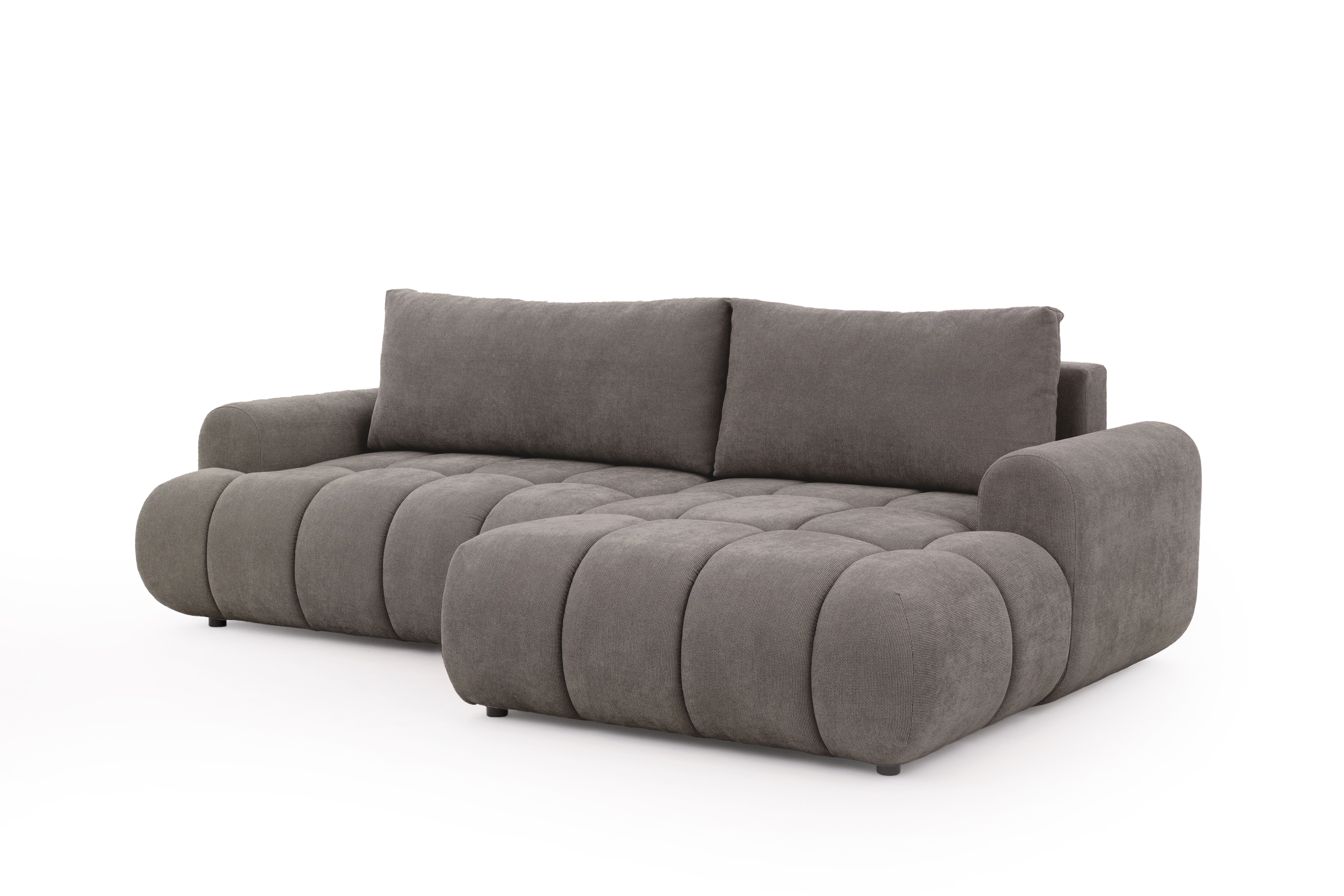 Rozkládací rohová sedací souprava Lutario Mini pravá - šedohnědá Venice 2022 Rohová sedací souprava Lutario Mini rozkládací pravá - hnědá plecionka hydrofobowa Venice 2022