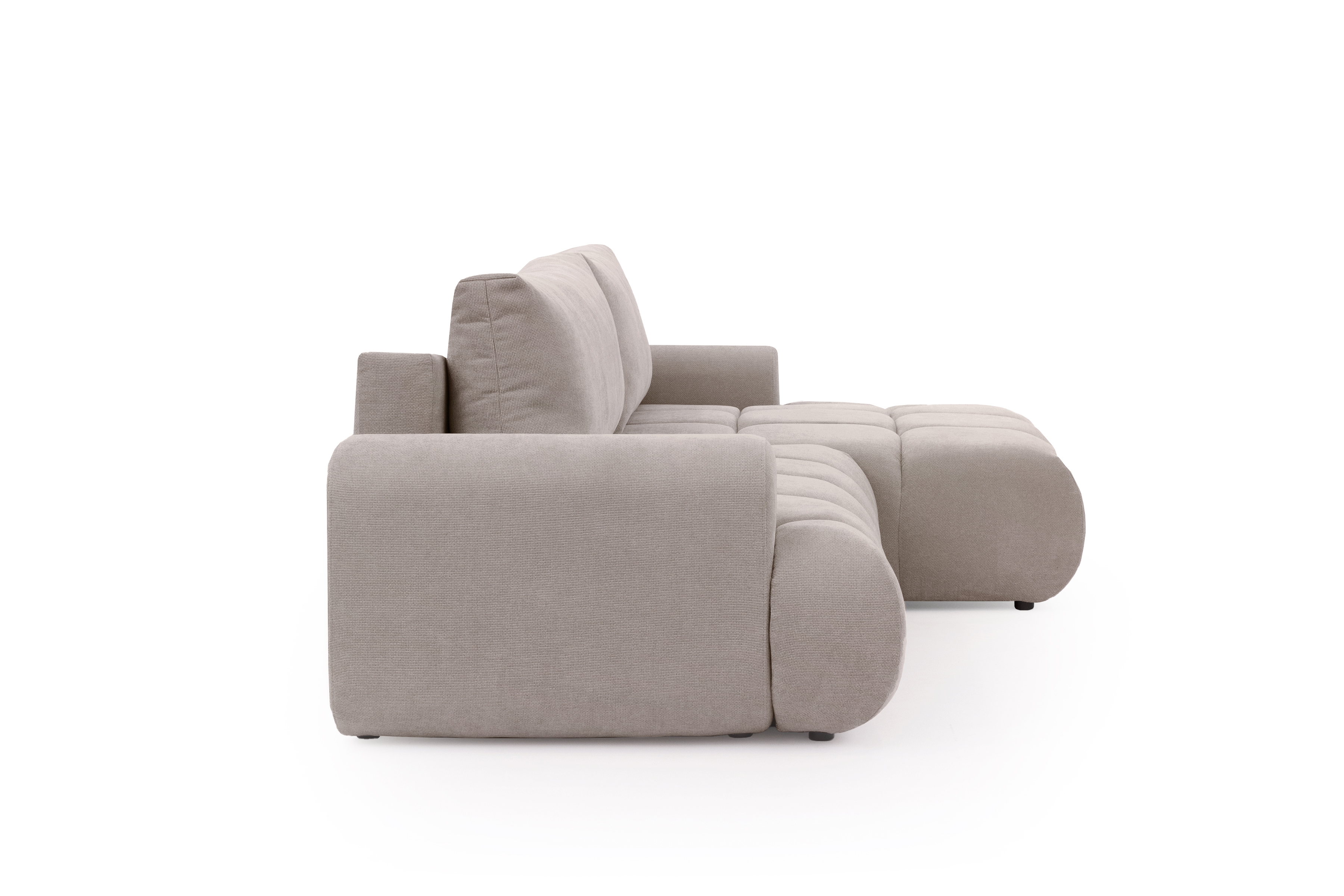 Rozkládací rohová sedací souprava Lutario Mini pravá - tmavě béžová Venice 2031 Rohová sedací souprava Lutario Mini rozkládací pravá - ciemnobezowa plecionka hydrofobowa Venice 2031