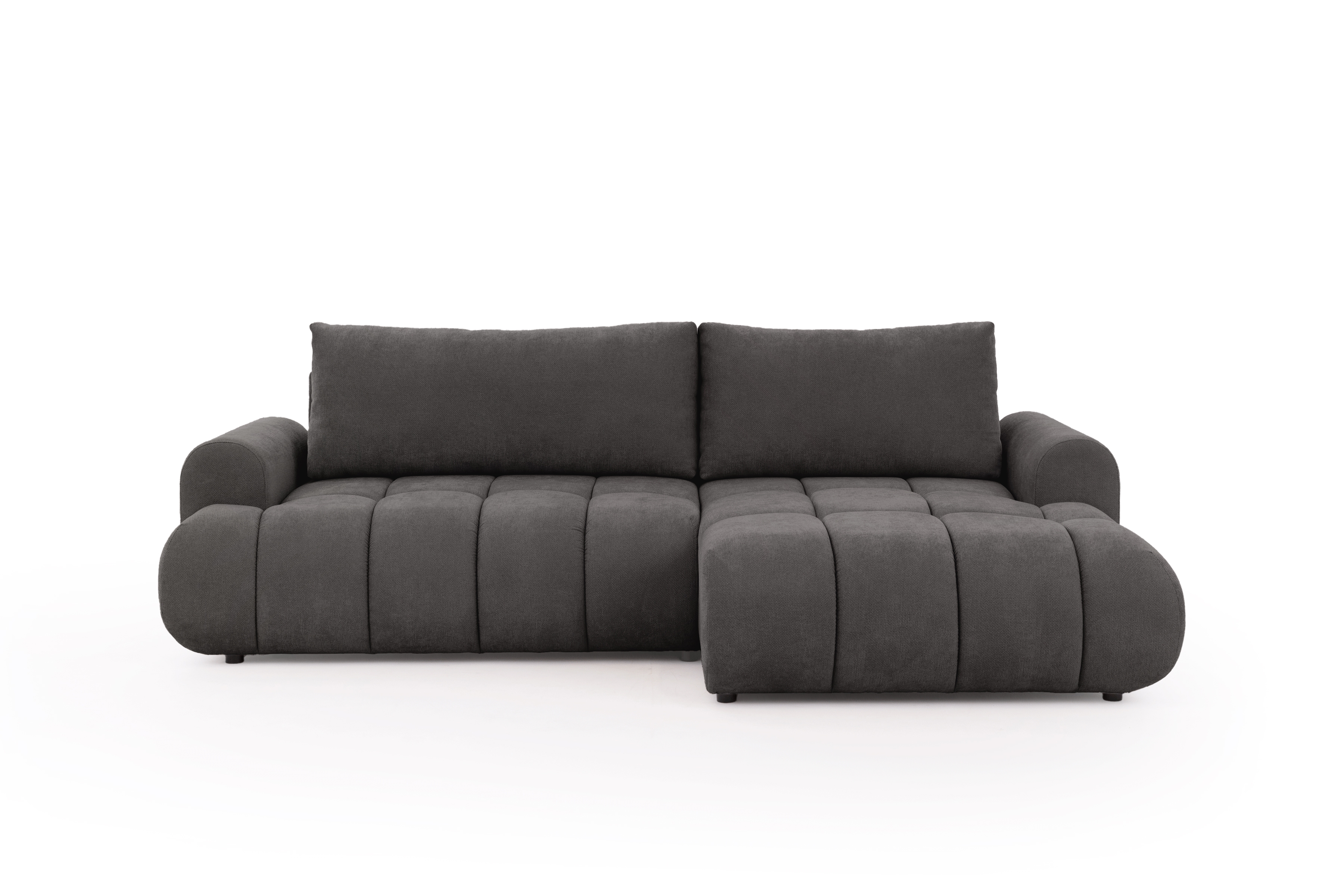 Rozkládací rohová sedací souprava Lutario Mini pravá - tmavě šedá Venice 2021 Rohová sedací souprava Lutario Mini rozkládací pravá - ciemnoszara plecionka hydrofobowa Venice 2021