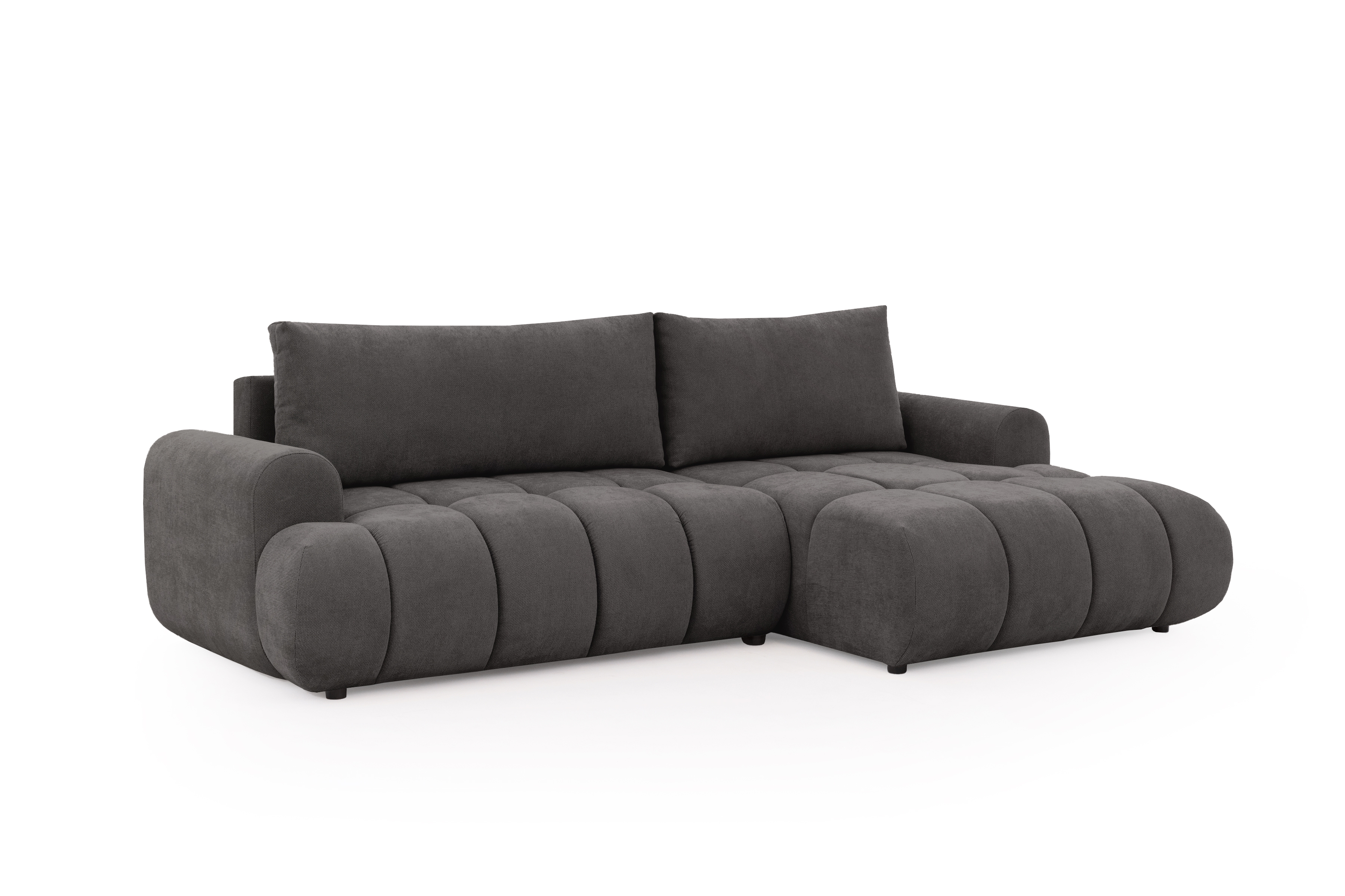 Rozkládací rohová sedací souprava Lutario Mini pravá - tmavě šedá Venice 2021 Rohová sedací souprava Lutario Mini rozkládací pravá - ciemnoszara plecionka hydrofobowa Venice 2021