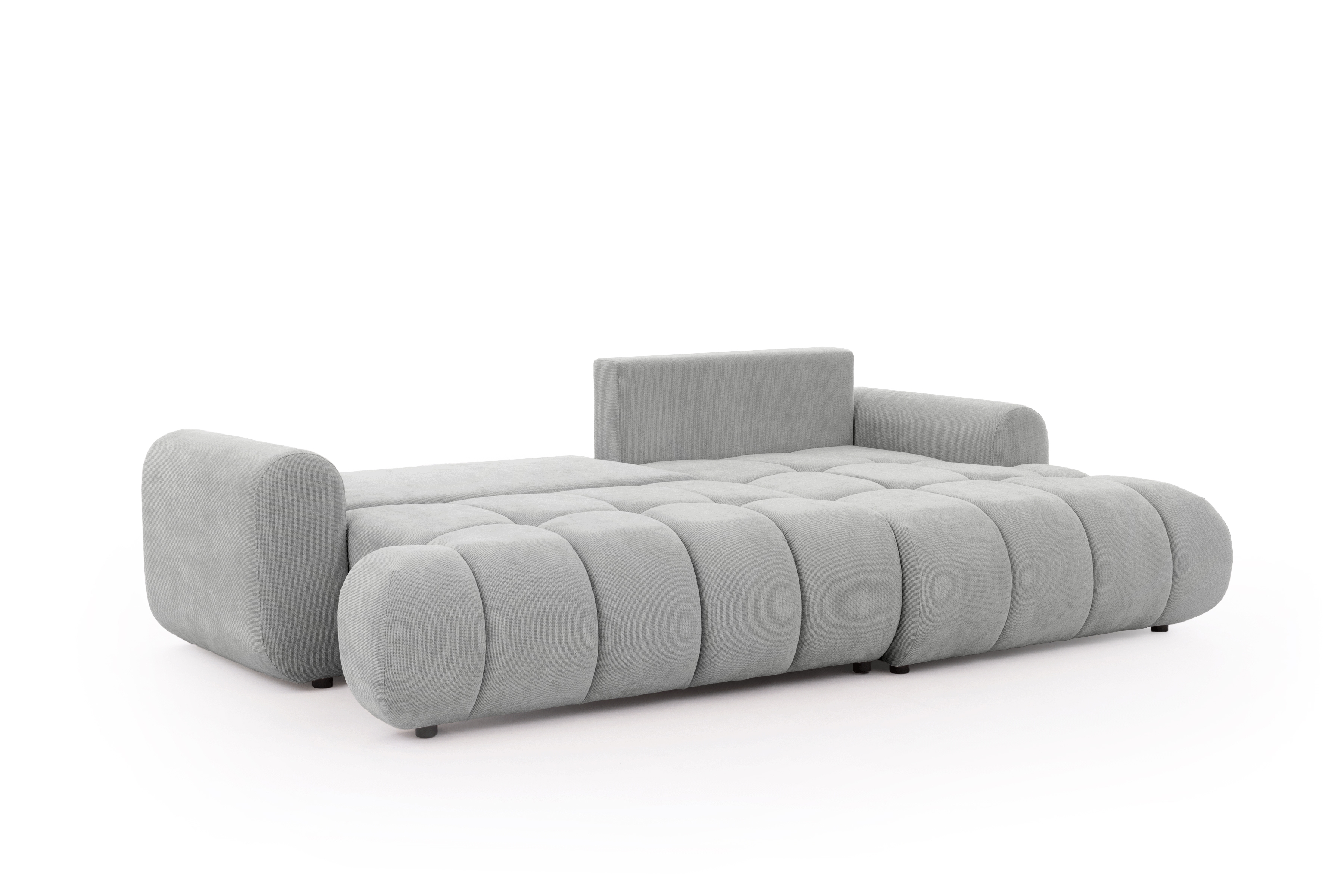 Rozkládací rohová sedací souprava Lutario Mini pravá - šedá Venice 2023 Rohová sedací souprava Lutario Mini rozkládací pravá - šedá plecionka hydrofobowa Venice 2023