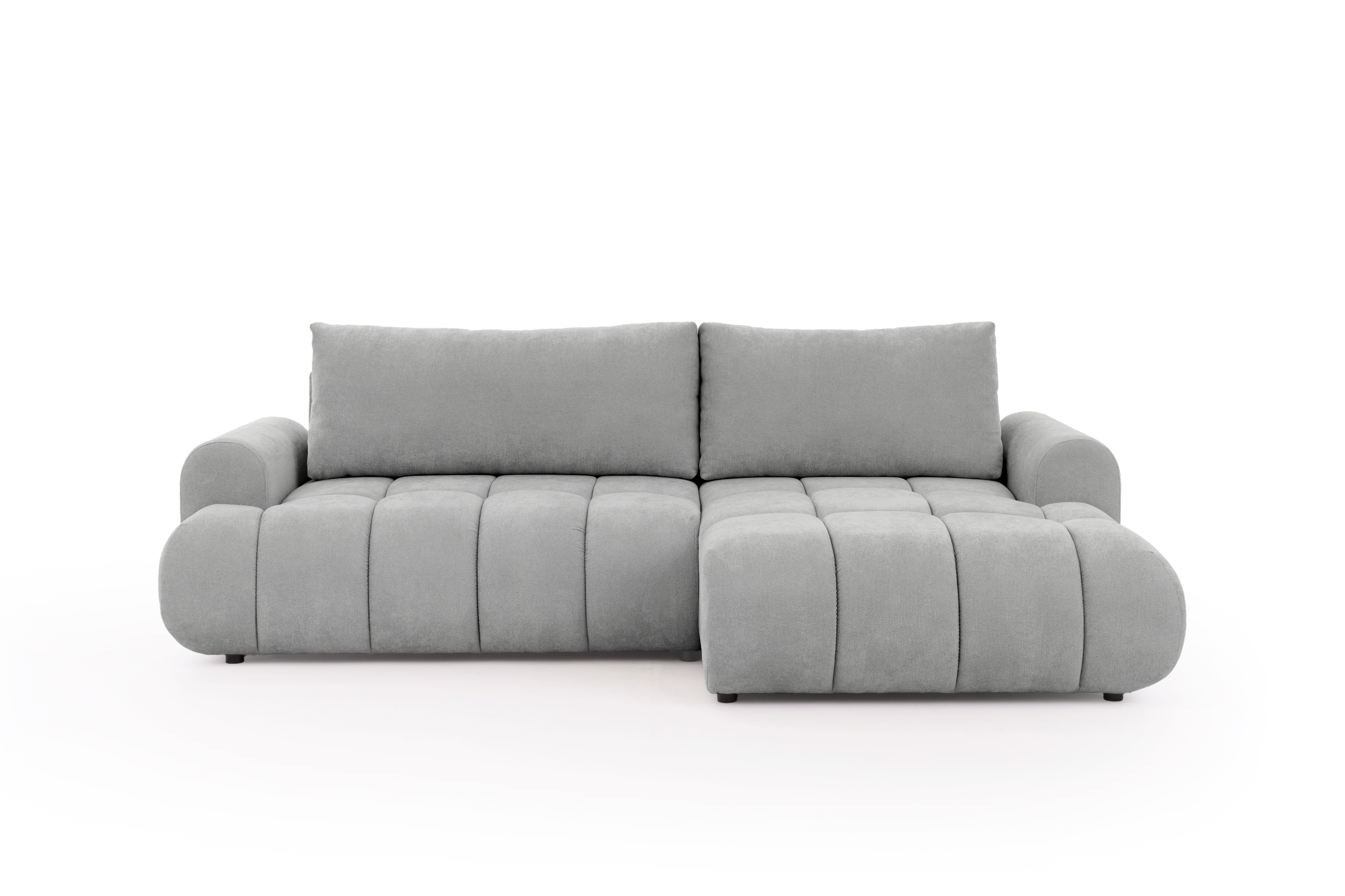 Rozkládací rohová sedací souprava Lutario Mini pravá - šedá Venice 2023 Rohová sedací souprava Lutario Mini rozkládací pravá - šedá plecionka hydrofobowa Venice 2023