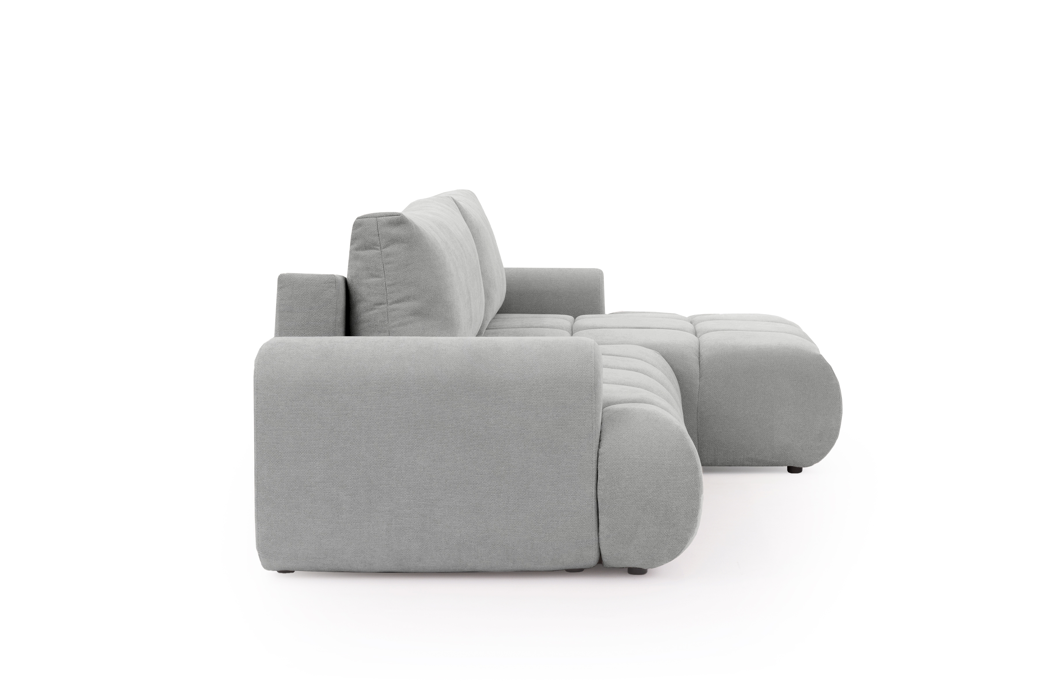 Rozkládací rohová sedací souprava Lutario Mini pravá - šedá Venice 2023 Rohová sedací souprava Lutario Mini rozkládací pravá - šedá plecionka hydrofobowa Venice 2023