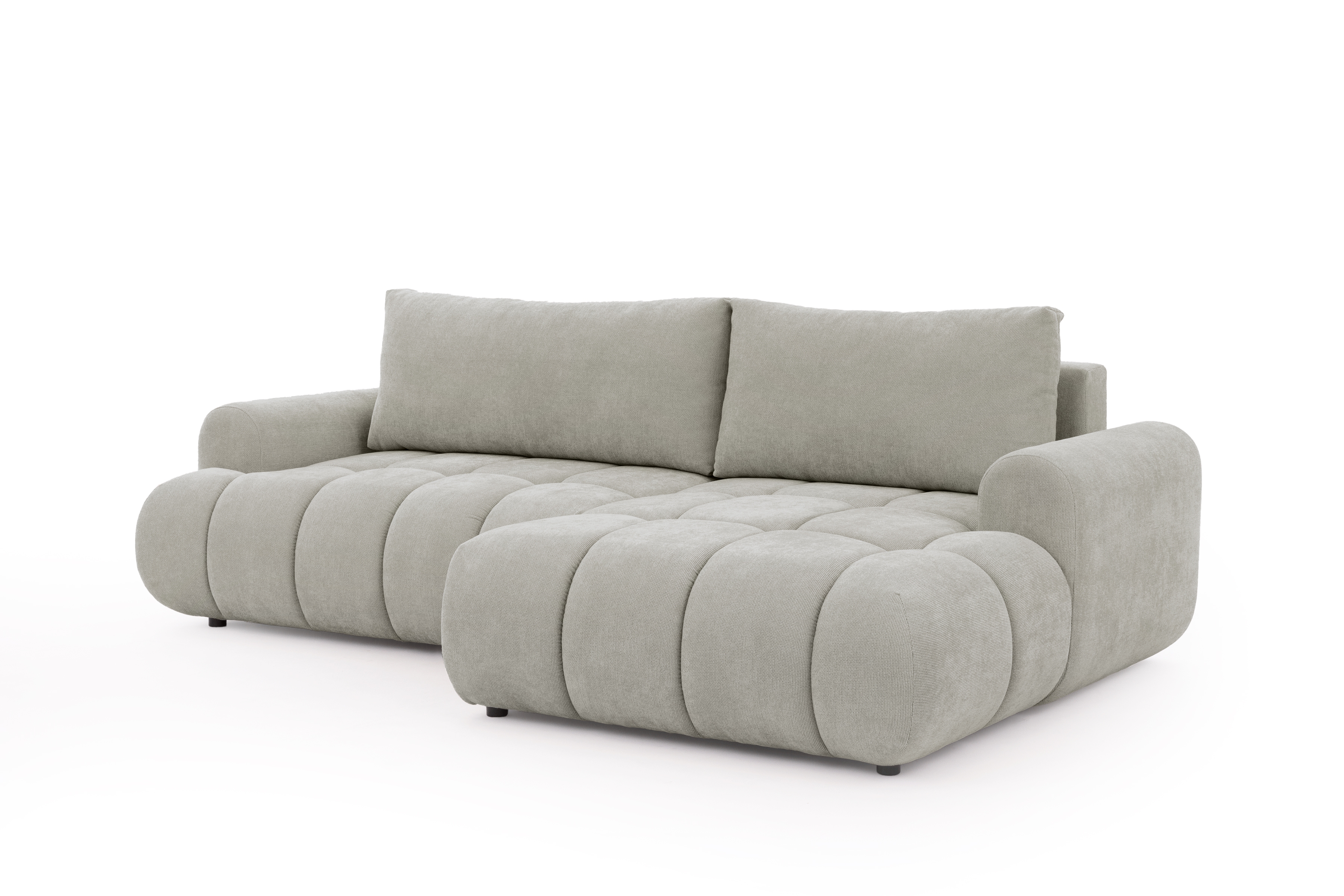 Rohová sedačka Lutario Mini s rozkladem pravá - šedá látka Nazar 225.03 Rohová sedací souprava Lutario Mini rozkládací pravá - šedá potahová látka Nazar 225.03