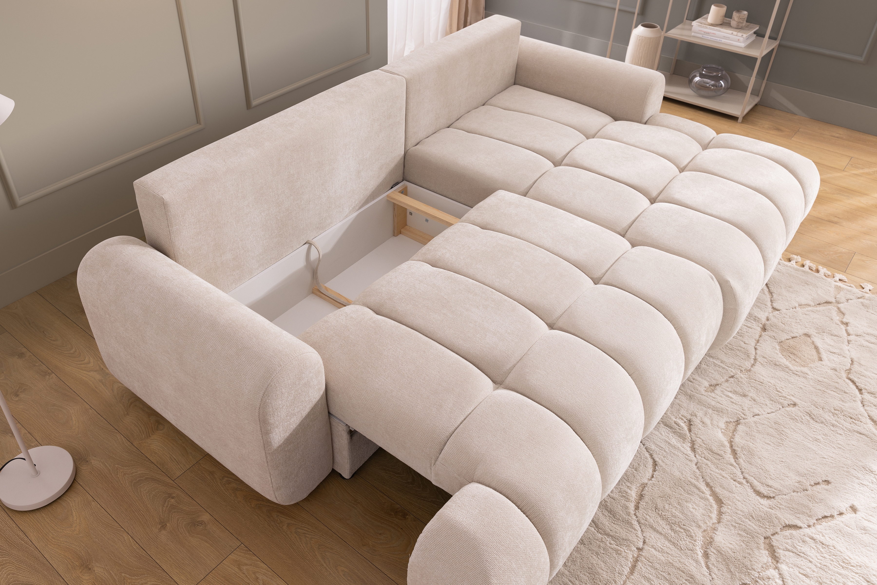 Rozkládací rohová sedací souprava Lutario Mini Rohová sedací souprava Lutario Mini rozkládací