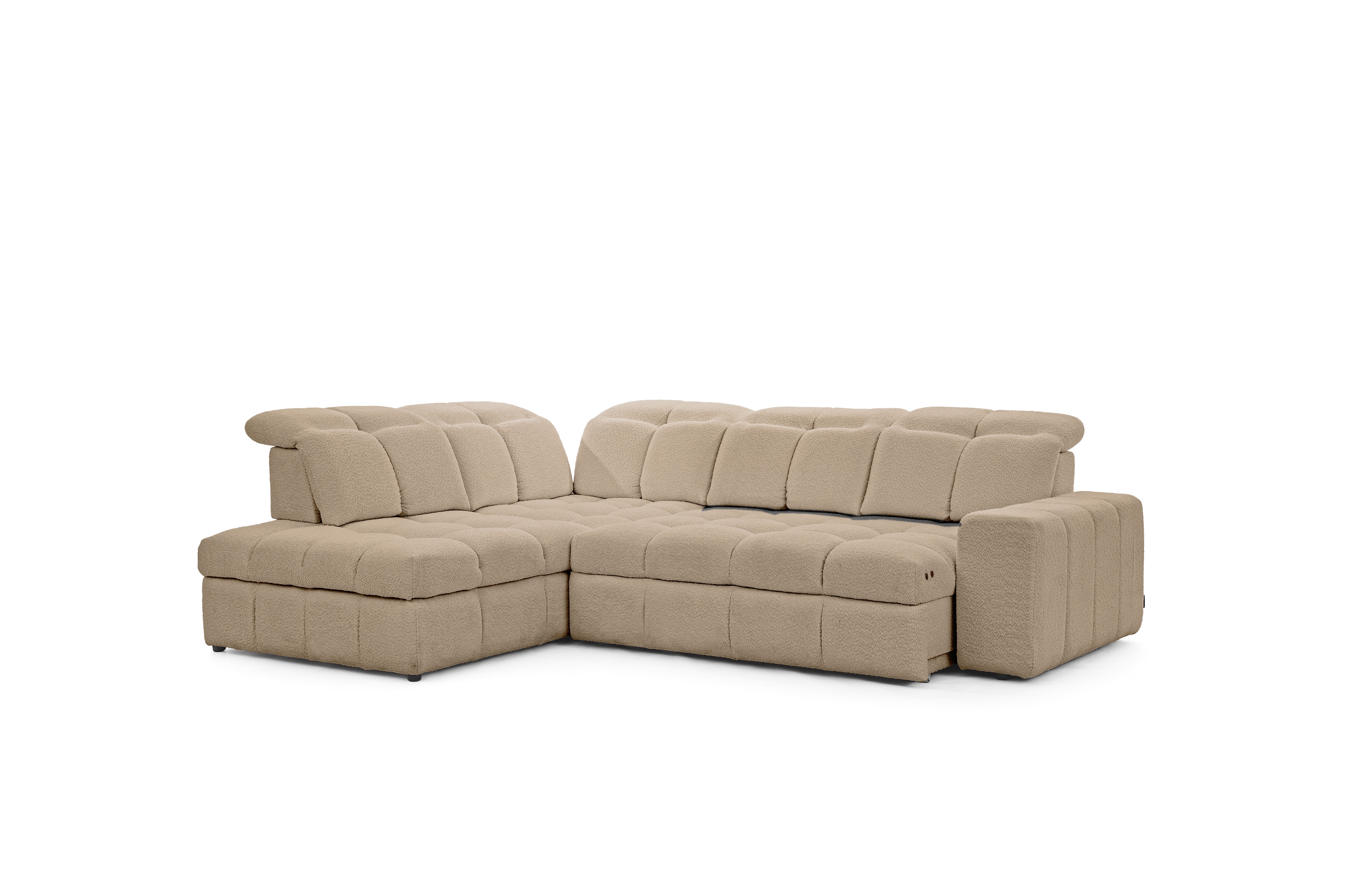 Rohová sedacia súprava Magnelio L ľavá elektrická s funkciou spania - béžová látka bouclé Catch Me 05 - Výpredaj z expozície Rohová sedacia súprava Magnelio L elektryczny s funkciou spánku Ľavá strana - Béžová boucle Catch Me 05