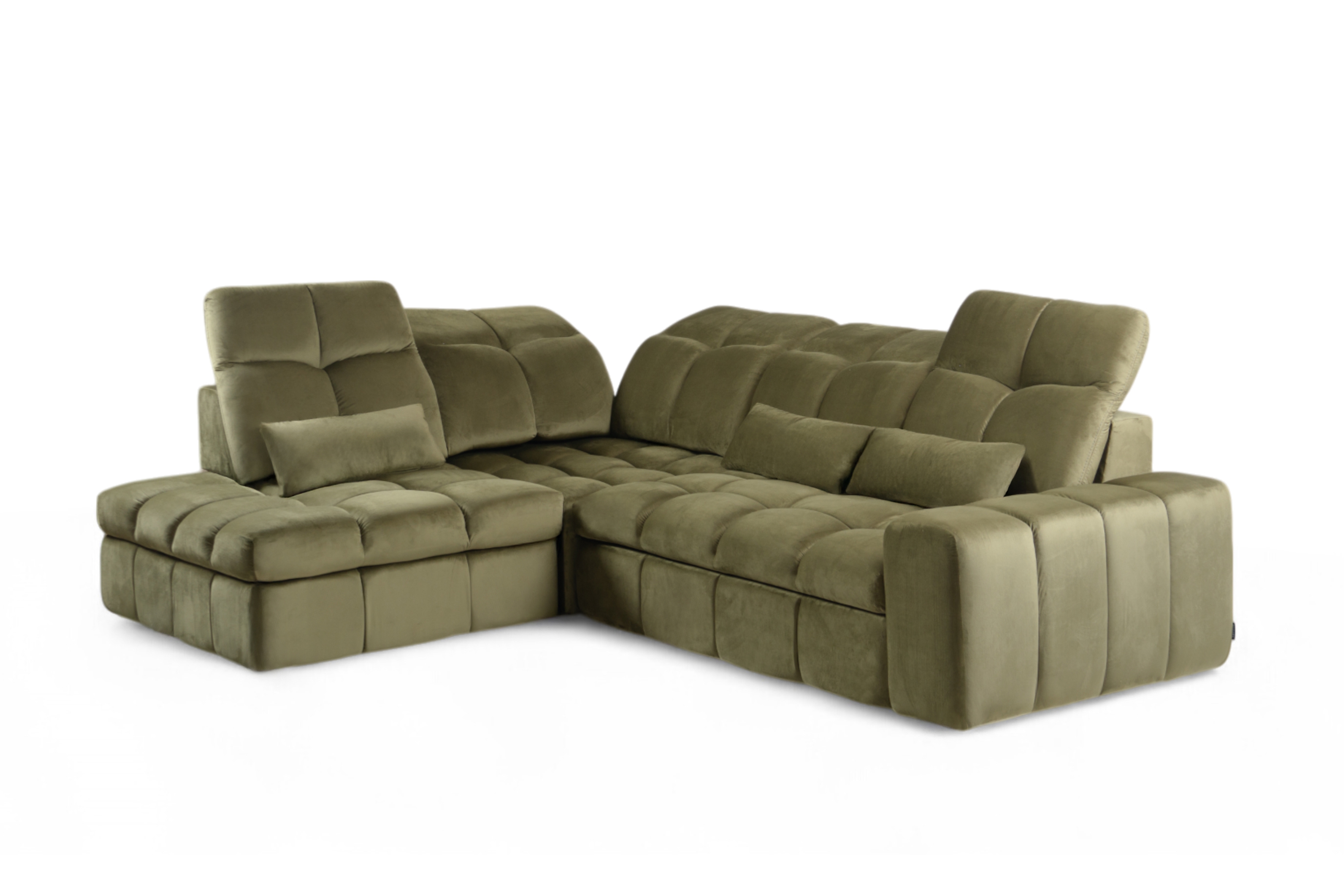 Rohová sedacia súprava Magnelio L ľavá elektrická s rozkladacou funkciou - zelený zamat Velluto 35 Rohová sedacia súprava Magnelio L elektryczny s funkciou spánku Ľavá strana - Zelený velúr Velluto 35 