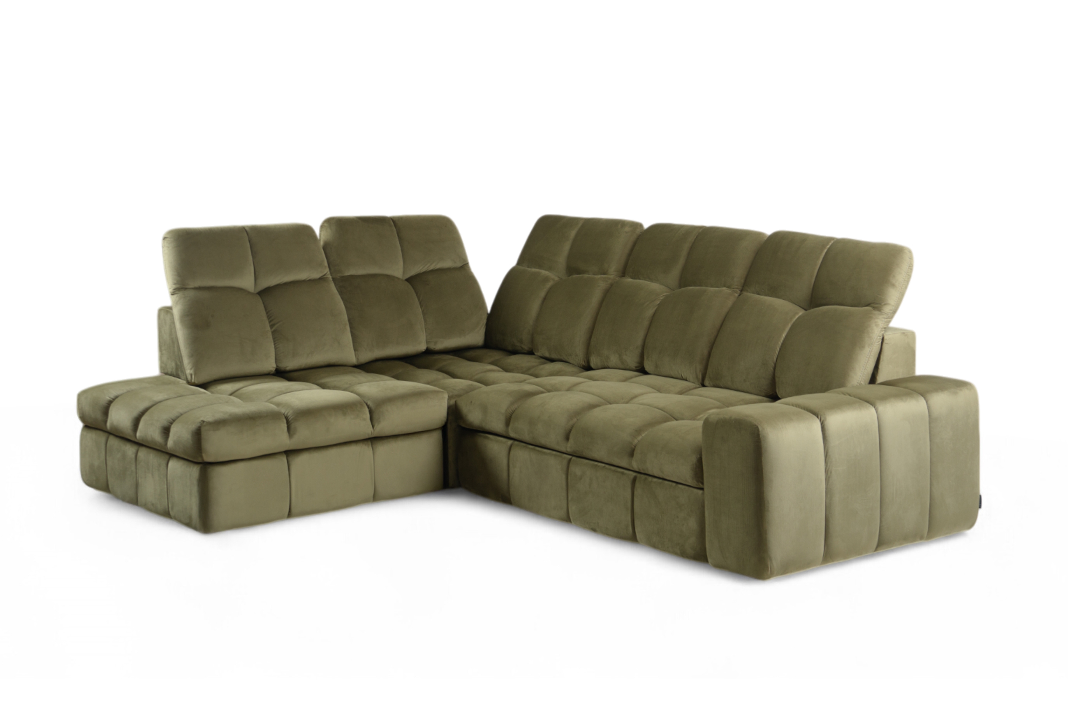 Rohová sedacia súprava Magnelio L ľavá elektrická s rozkladacou funkciou - zelený zamat Velluto 35 Rohová sedacia súprava Magnelio L elektryczny s funkciou spánku Ľavá strana - Zelený velúr Velluto 35 