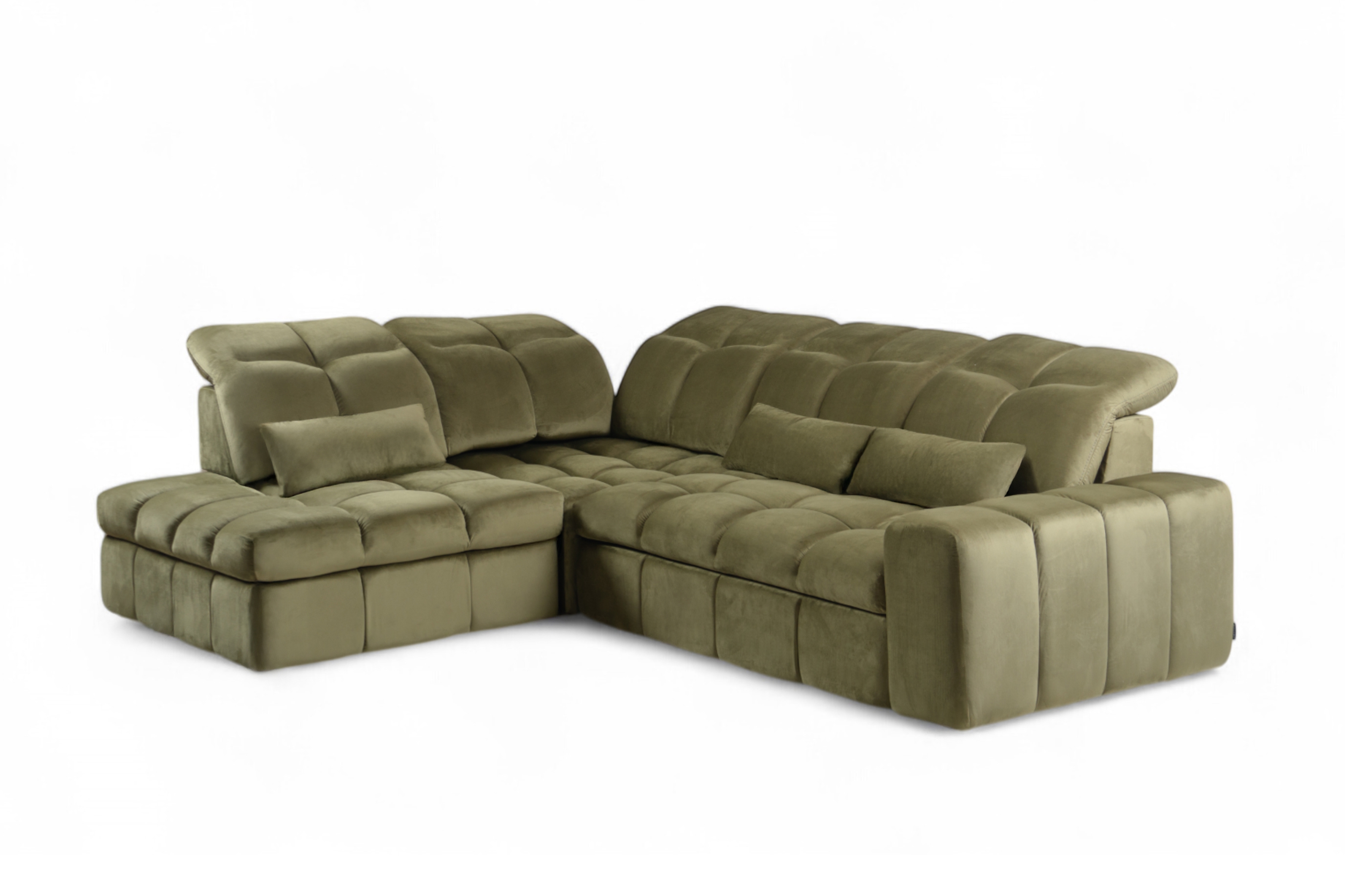 Rohová sedacia súprava Magnelio L ľavá elektrická s rozkladacou funkciou - zelený zamat Velluto 35 Rohová sedacia súprava Magnelio L elektryczny s funkciou spánku Ľavá strana - Zelený velúr Velluto 35 