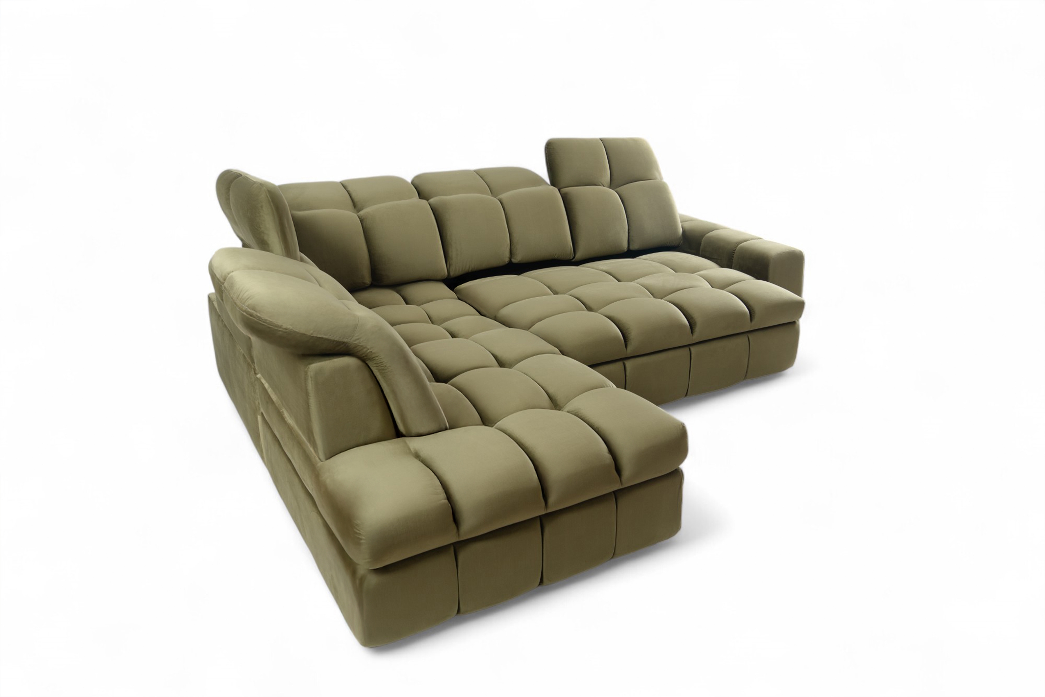 Rohová sedacia súprava Magnelio L ľavá elektrická s rozkladacou funkciou - zelený zamat Velluto 35 Rohová sedacia súprava Magnelio L elektryczny s funkciou spánku Ľavá strana - Zelený velúr Velluto 35 