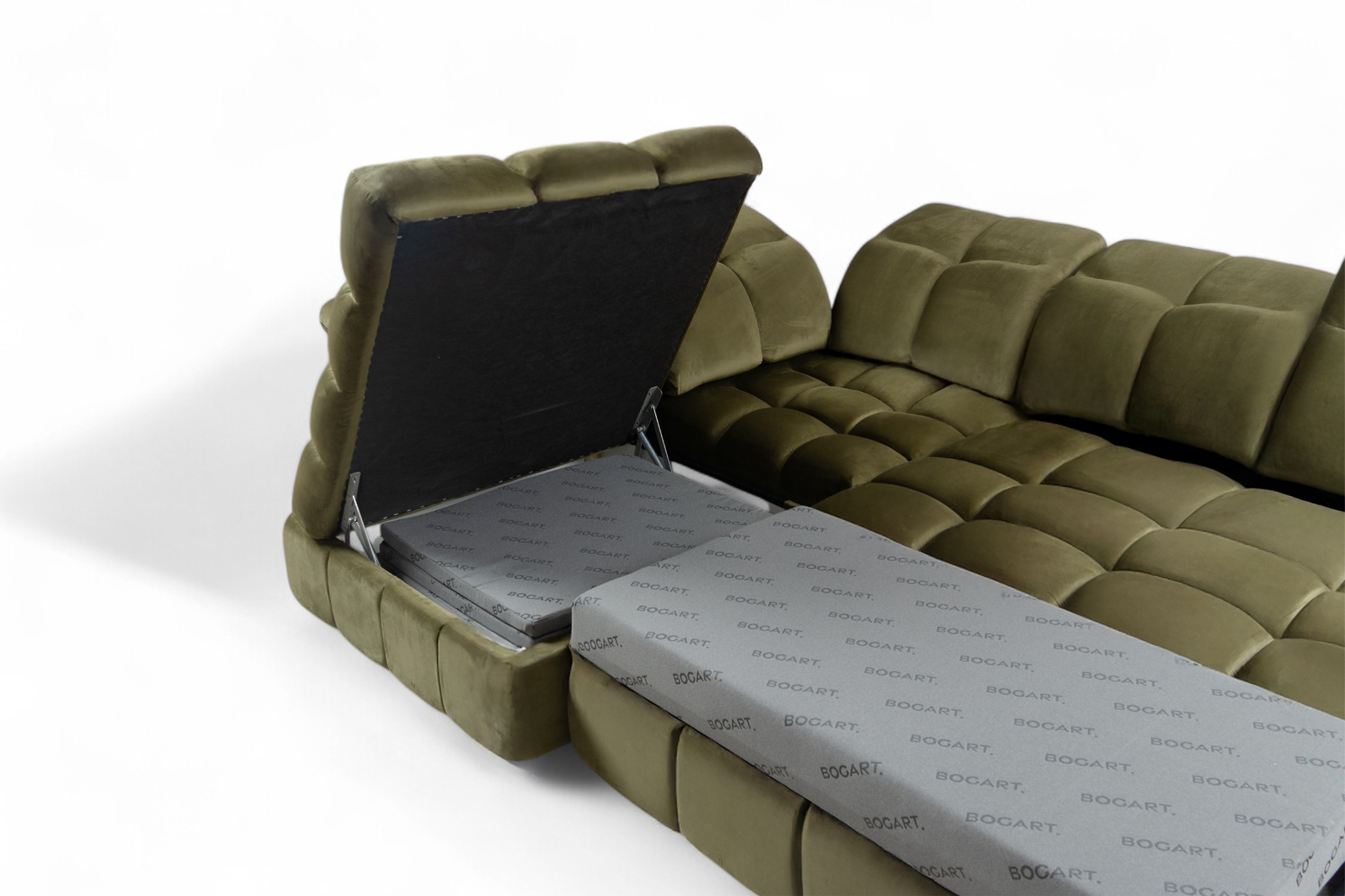 Rohová sedacia súprava Magnelio L ľavá elektrická s rozkladacou funkciou - zelený zamat Velluto 35 Rohová sedacia súprava Magnelio L elektryczny s funkciou spánku Ľavá strana - Zelený velúr Velluto 35 