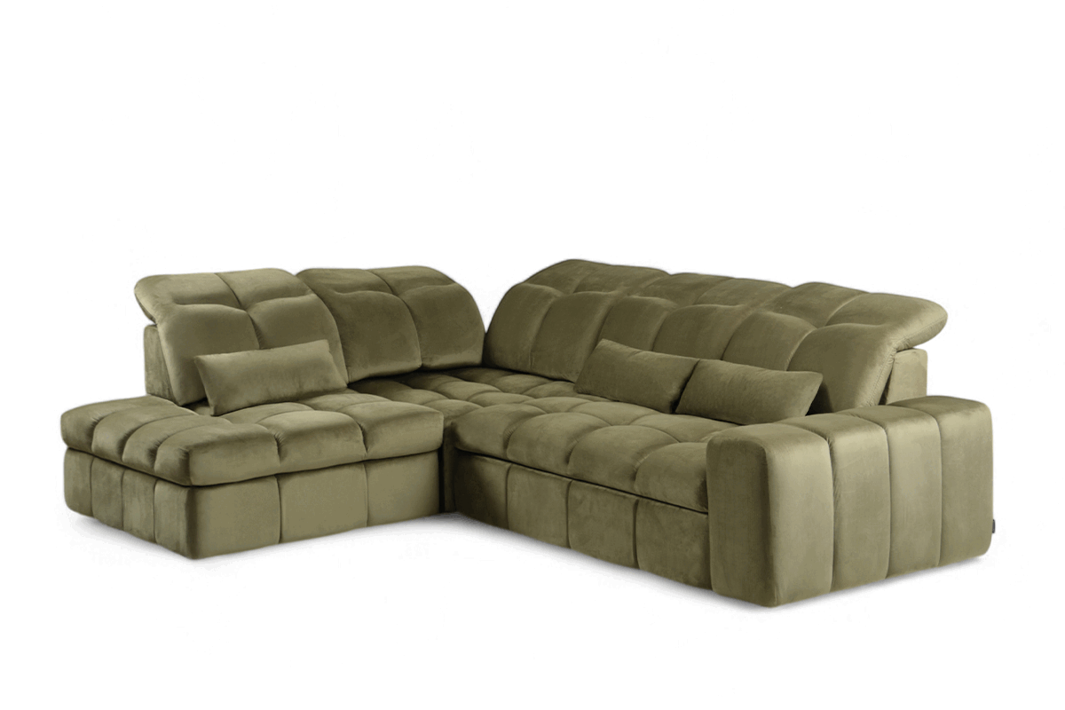 Rohová sedacia súprava Magnelio L ľavá elektrická s rozkladacou funkciou - zelený zamat Velluto 35 Rohová sedacia súprava Magnelio L elektryczny s funkciou spánku Ľavá strana - Zelený velúr Velluto 35 