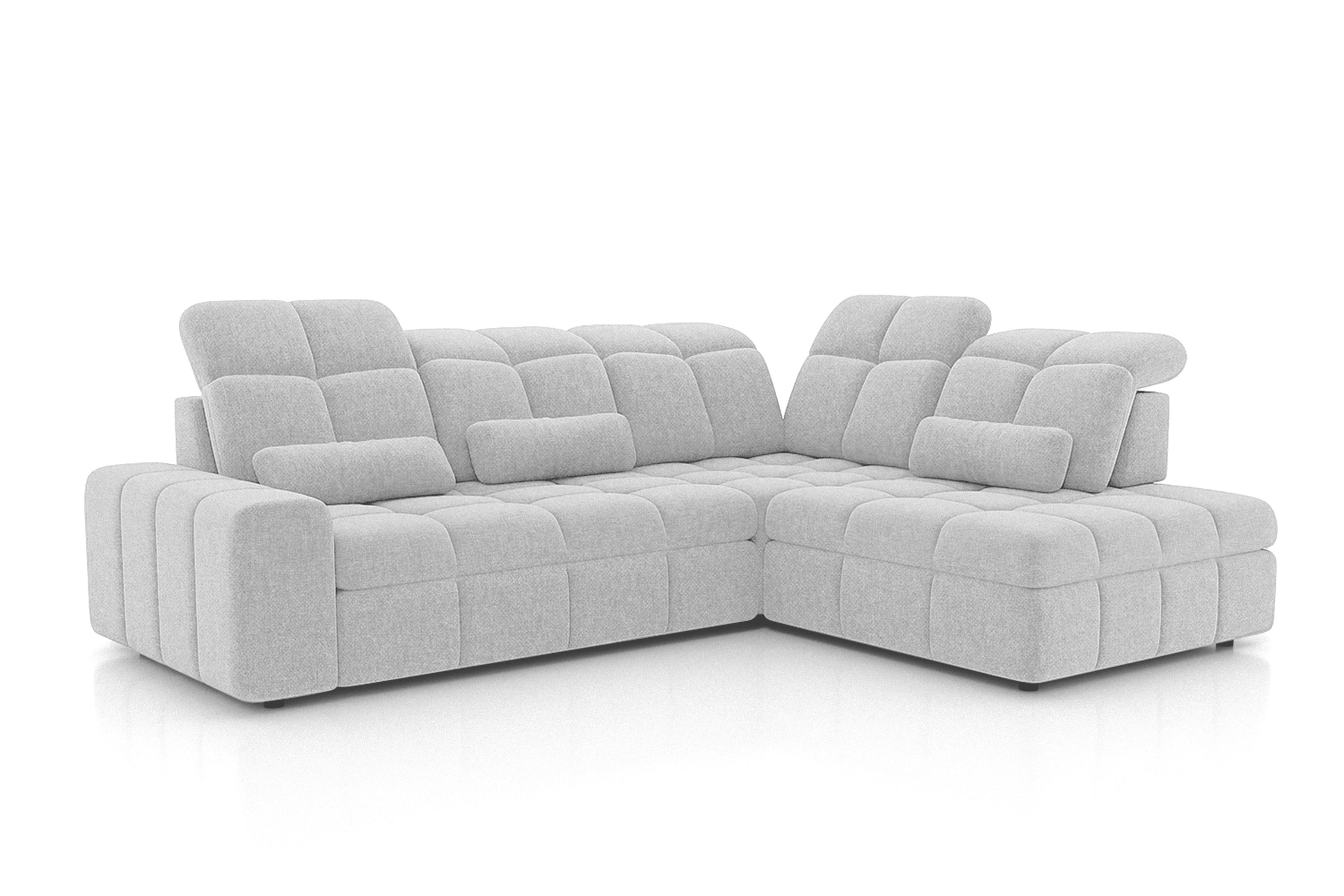 Rohová sedacia súprava Magnelio L s funkciou spania pravá - svetlosivá tkanina Gemma 01 Rohová sedacia súprava Magnelio L s funkciou spánku pravá strana - jasno šedá plecionka Gemma 01