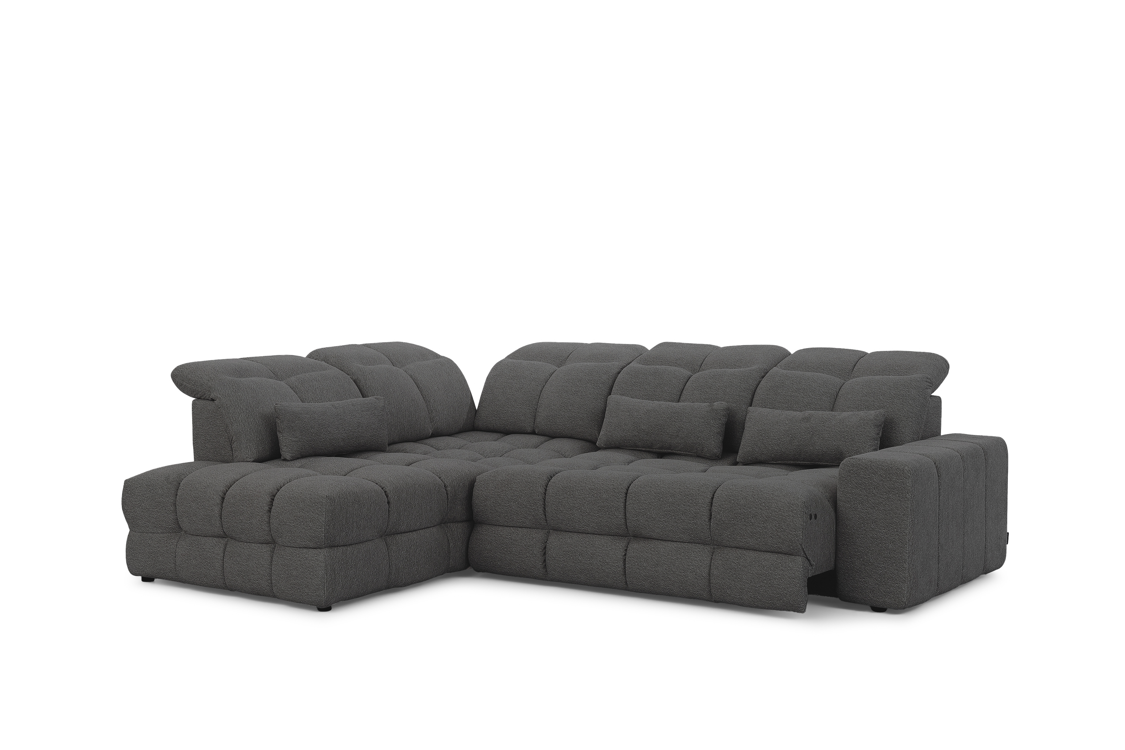 Rohová sedací souprava Magnelio Prestige L levá s elektricky výsuvným sedákem- grafitová Leo 16 Rohová sedací souprava Magnelio Prestige L z elektricky wysuwanym sedadlem levá - grafitová potahová látka snadno čistitelný Leo 16