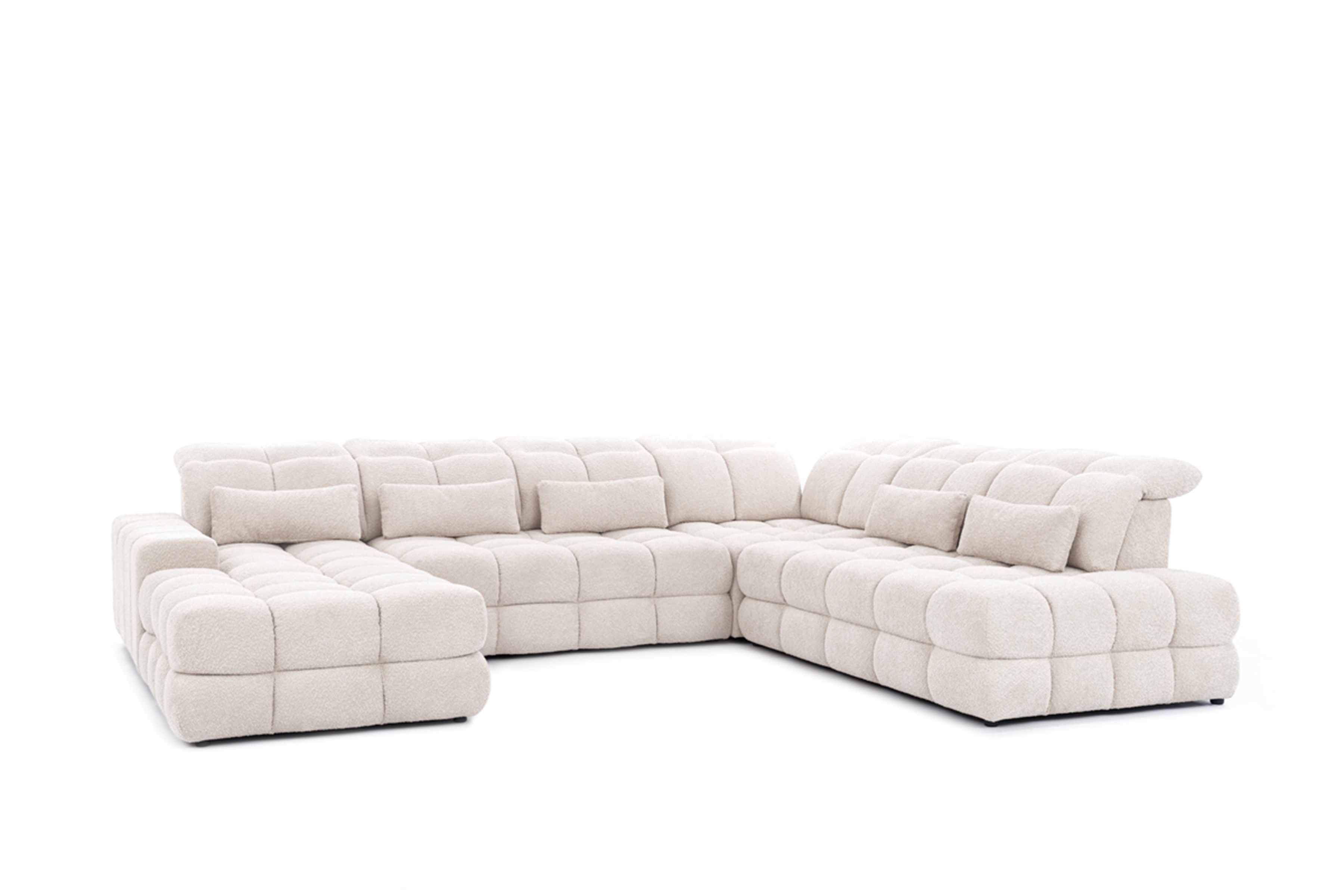 Rohová sedací souprava Magnelio Prestige U II pravá s elektricky výsuvným sedákem - krémová Magni 206-01 Rohová sedací souprava Magnelio Prestige U II z elektricky wysuwanym sedadlem pravá - kremowa plecionka Magni 206-01