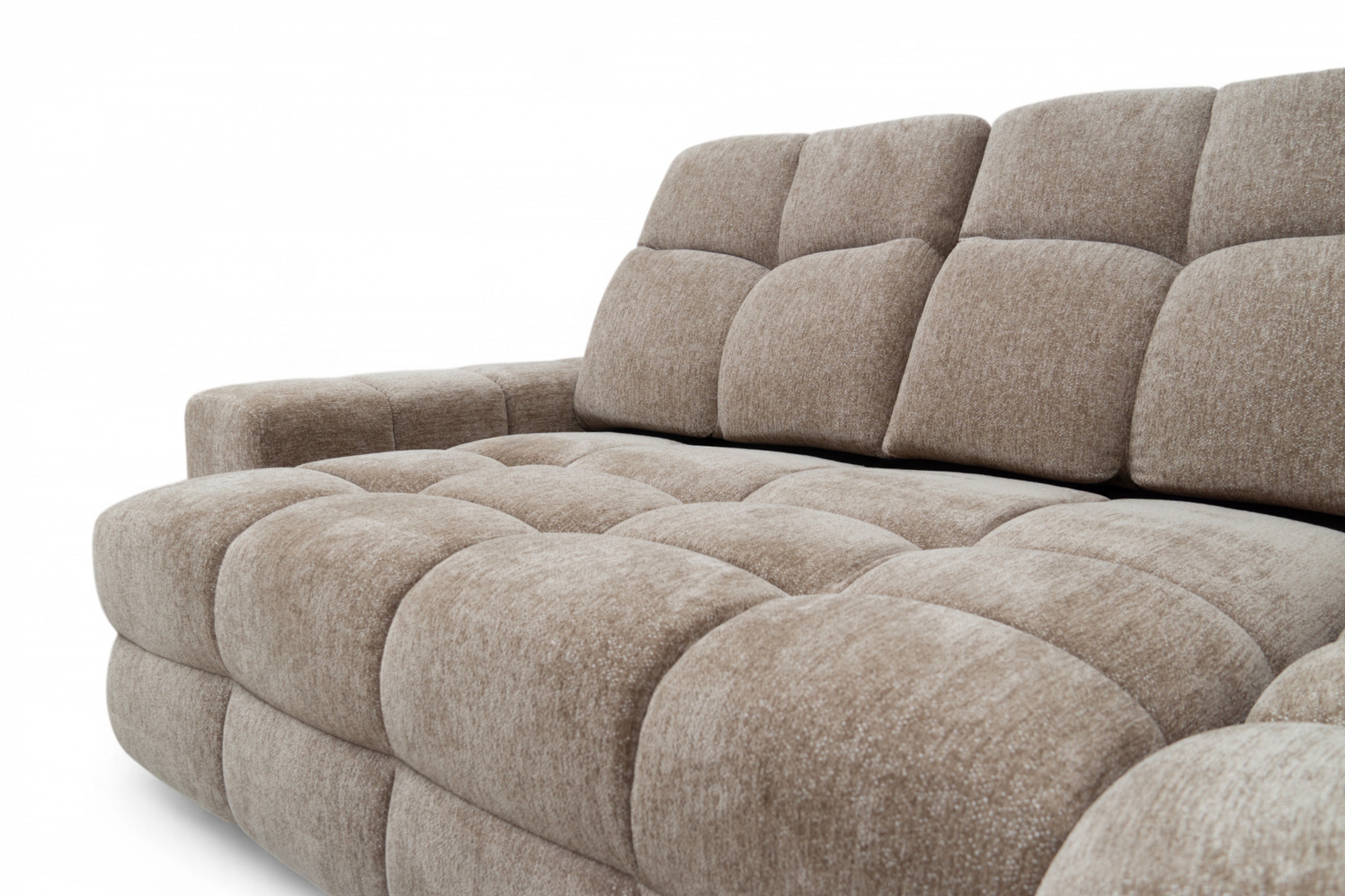 Rohová sedací souprava Magnelio Prestige L s elektrickým výsuvem pravá – béžová boucle Raven 34 Rohová sedací souprava Magnelio Prestige L z elektricky wysuwanym sedadlem pravá - béžová boucle Raven 34