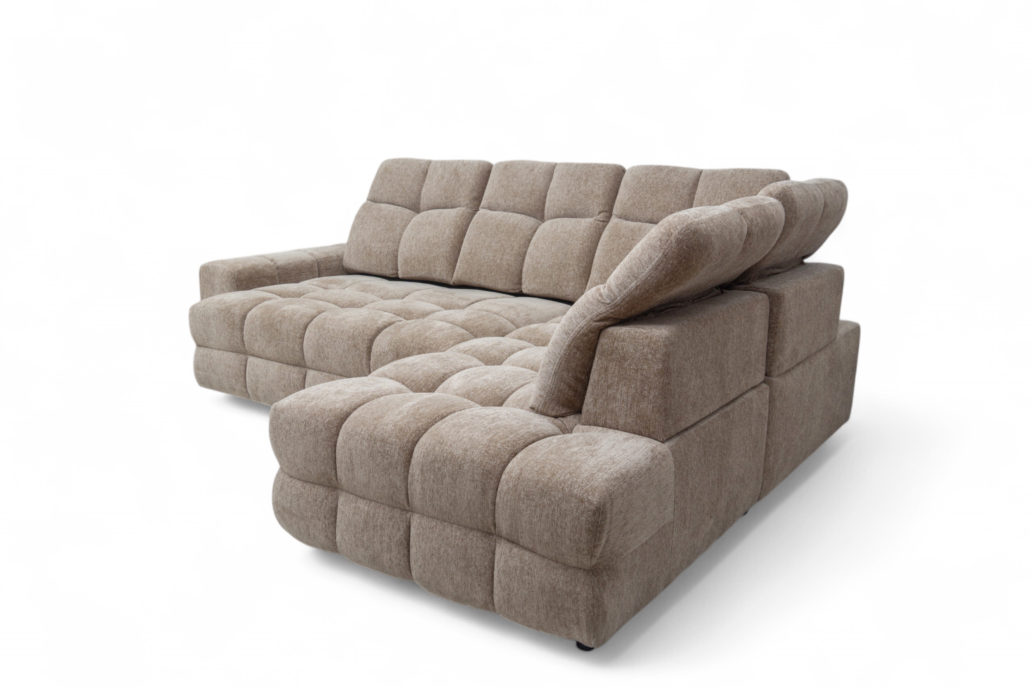 Rohová sedací souprava Magnelio Prestige L s elektrickým výsuvem pravá – béžová boucle Raven 34 Rohová sedací souprava Magnelio Prestige L z elektricky wysuwanym sedadlem pravá - béžová boucle Raven 34