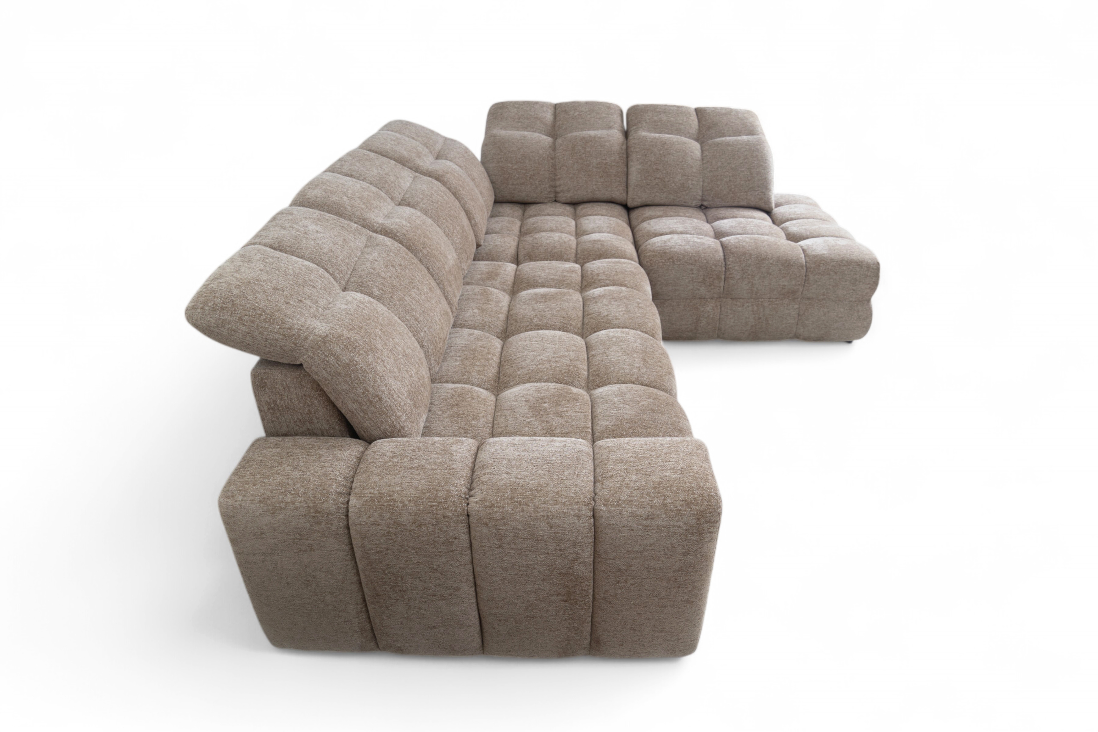 Rohová sedací souprava Magnelio Prestige L s elektrickým výsuvem pravá – béžová boucle Raven 34 Rohová sedací souprava Magnelio Prestige L z elektricky wysuwanym sedadlem pravá - béžová boucle Raven 34