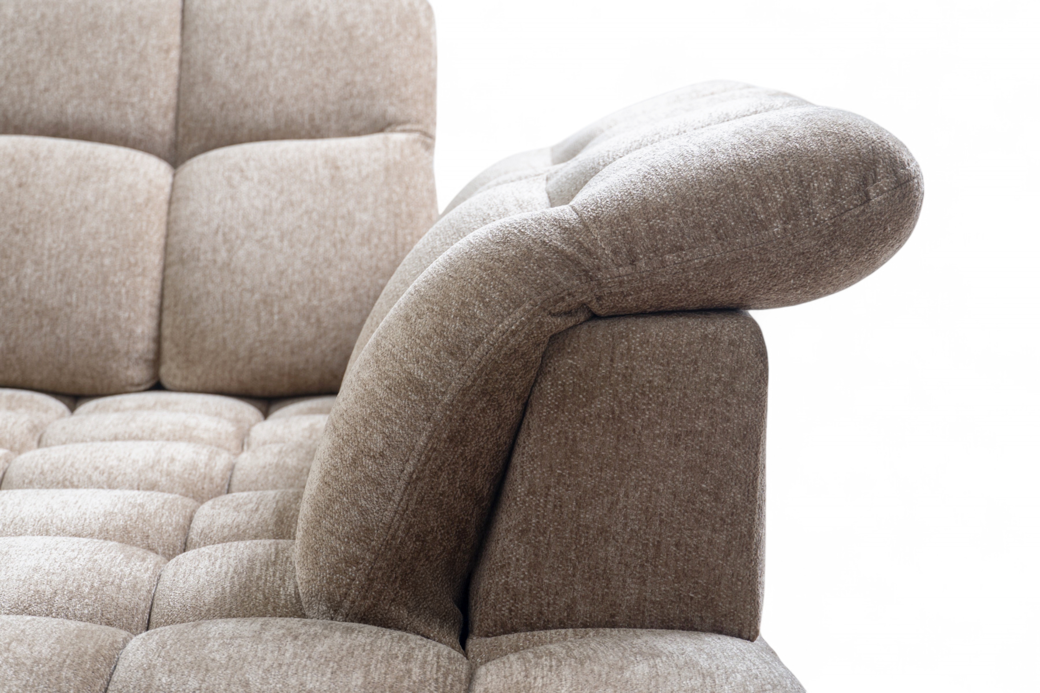 Rohová sedací souprava Magnelio Prestige L s elektrickým výsuvem pravá – béžová boucle Raven 34 Rohová sedací souprava Magnelio Prestige L z elektricky wysuwanym sedadlem pravá - béžová boucle Raven 34