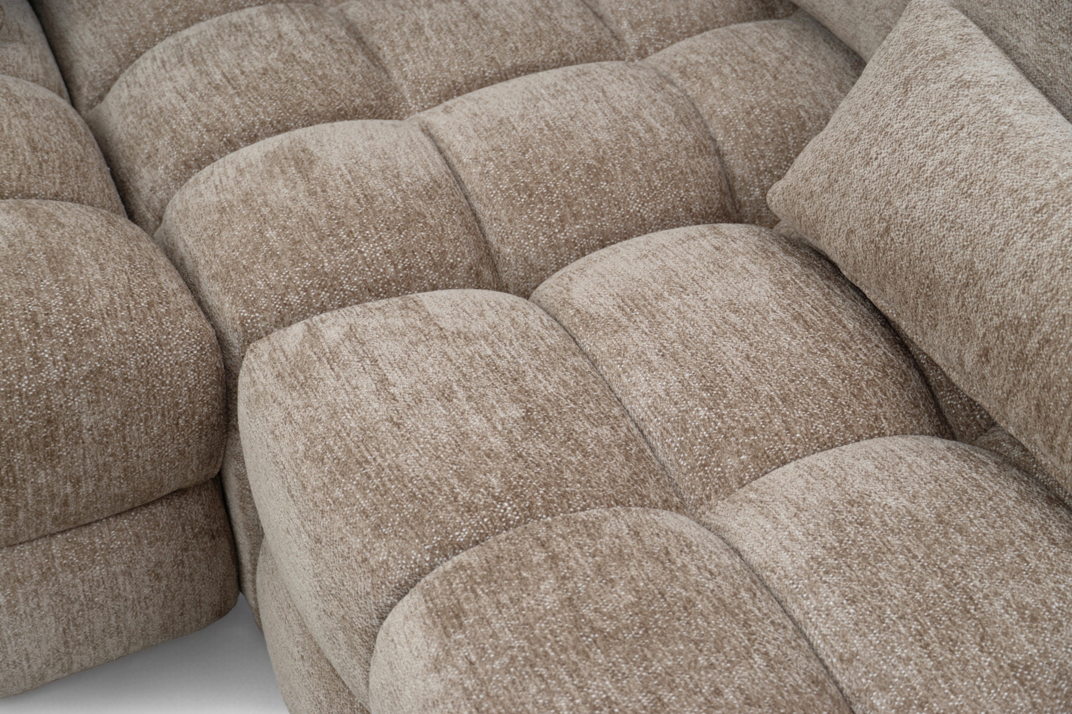 Rohová sedací souprava Magnelio Prestige L s elektrickým výsuvem pravá – béžová boucle Raven 34 Rohová sedací souprava Magnelio Prestige L z elektricky wysuwanym sedadlem pravá - béžová boucle Raven 34