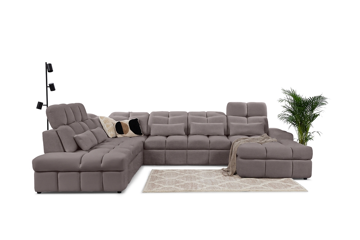 Rozkládací rohová sedací souprava Magnelio U II levá - hnědá tkanina Zoya 05 / elektrické ovládání Rohová sedací souprava Magnelio U II elektrický rozkládací levá - hnědá Pletenina snadno čistitelný Zoya 05