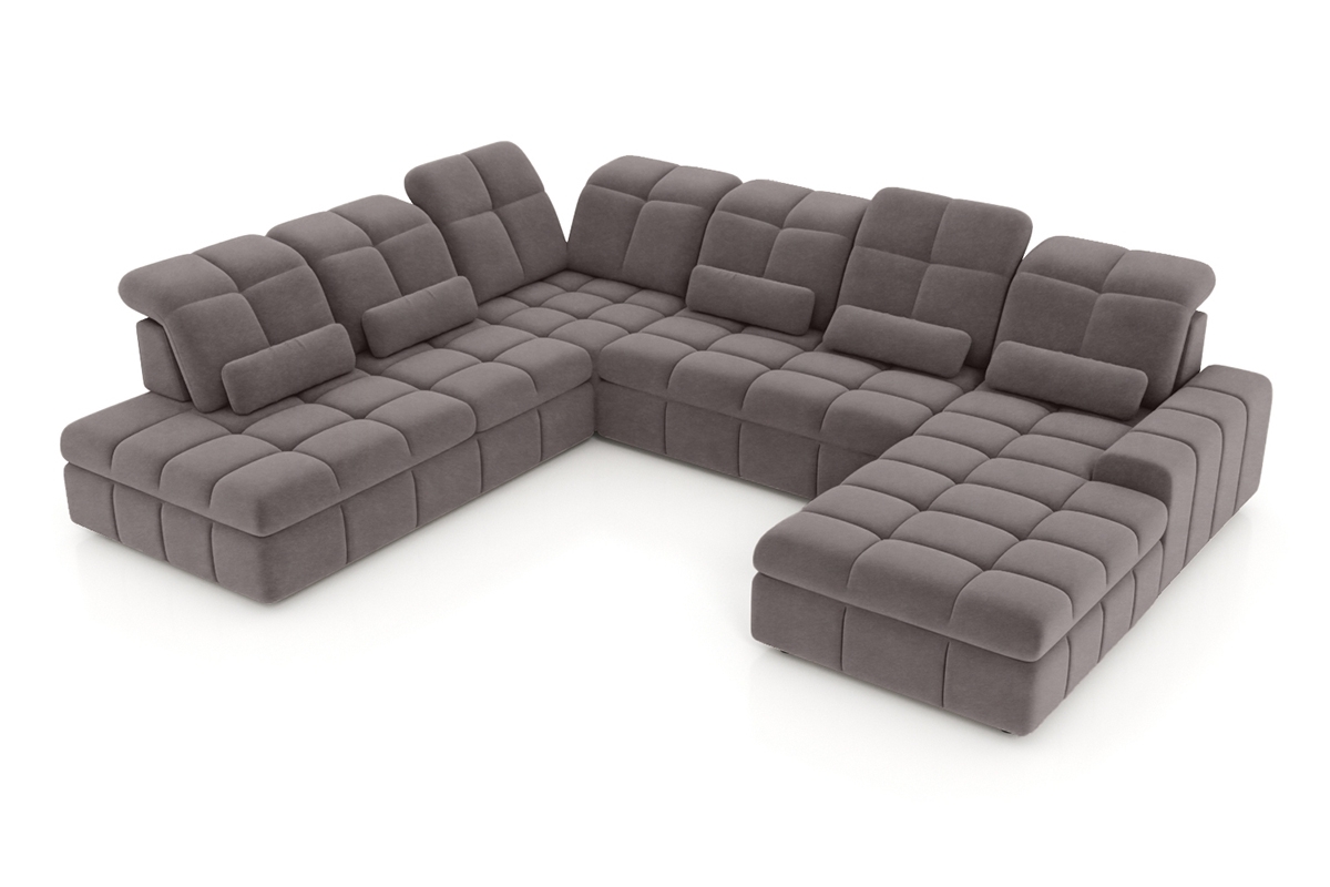 Rozkládací rohová sedací souprava Magnelio U II levá - hnědá tkanina Zoya 05 / elektrické ovládání Rohová sedací souprava Magnelio U II elektrický rozkládací levá - hnědá Pletenina snadno čistitelný Zoya 05