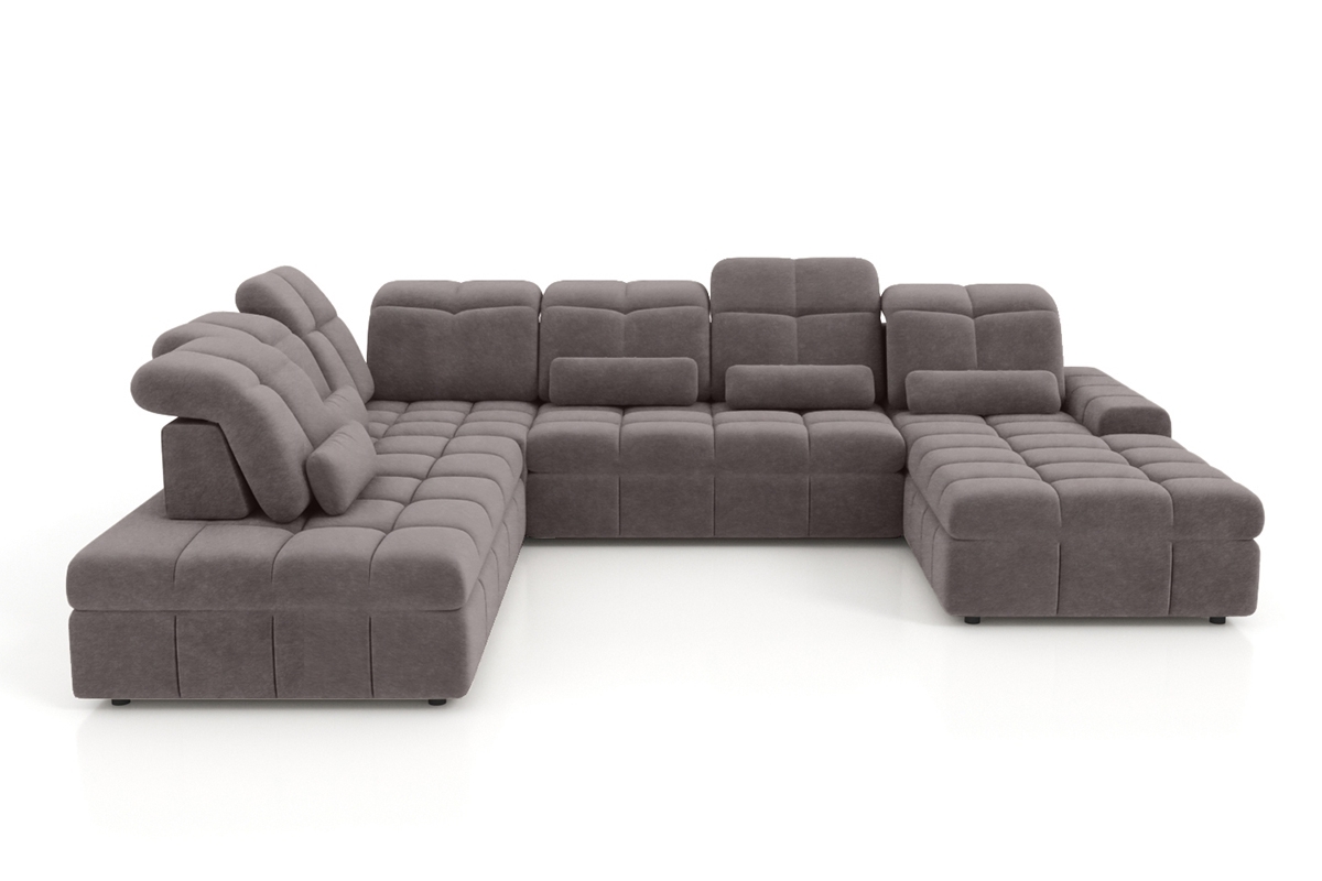 Rozkládací rohová sedací souprava Magnelio U II levá - hnědá tkanina Zoya 05 / elektrické ovládání Rohová sedací souprava Magnelio U II elektrický rozkládací levá - hnědá Pletenina snadno čistitelný Zoya 05