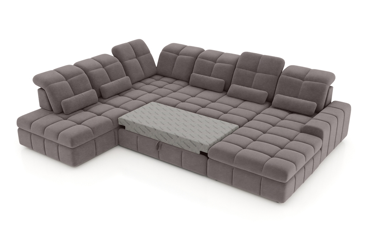 Rozkládací rohová sedací souprava Magnelio U II levá - hnědá tkanina Zoya 05 / elektrické ovládání Rohová sedací souprava Magnelio U II elektrický rozkládací levá - hnědá Pletenina snadno čistitelný Zoya 05