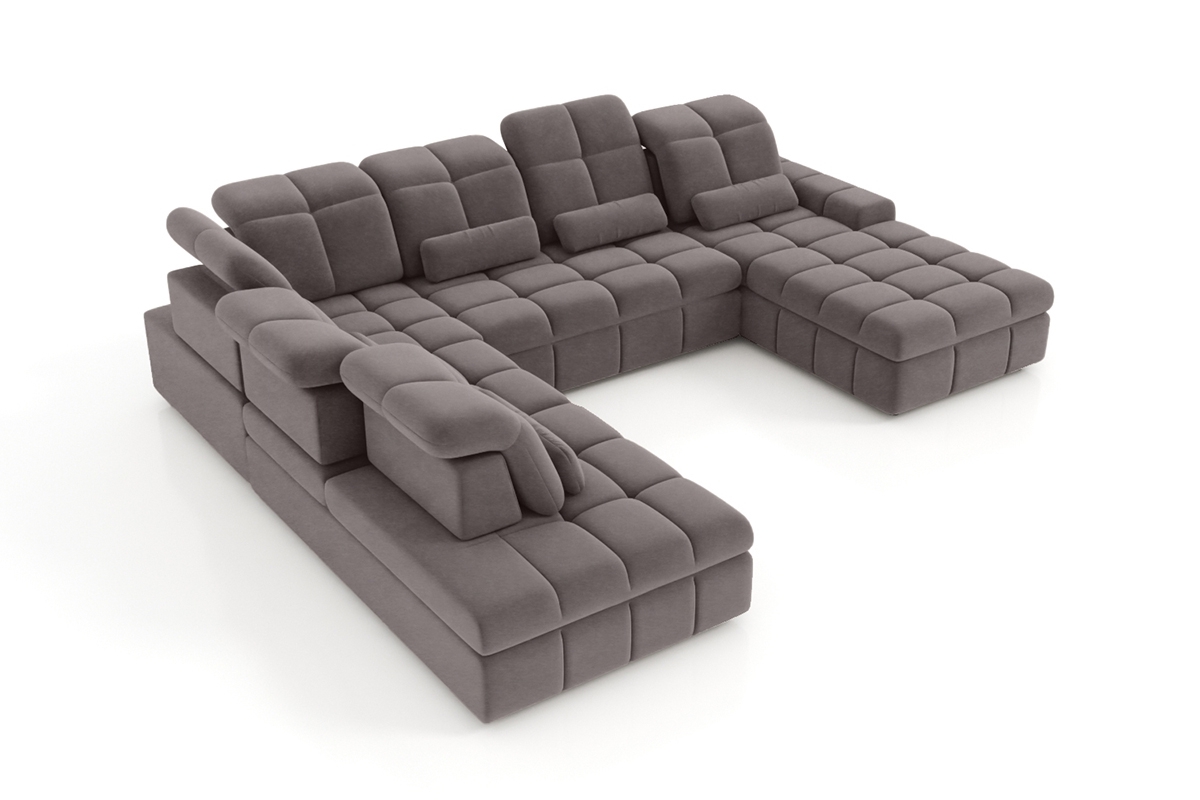 Rozkládací rohová sedací souprava Magnelio U II levá - hnědá tkanina Zoya 05 / elektrické ovládání Rohová sedací souprava Magnelio U II elektrický rozkládací levá - hnědá Pletenina snadno čistitelný Zoya 05