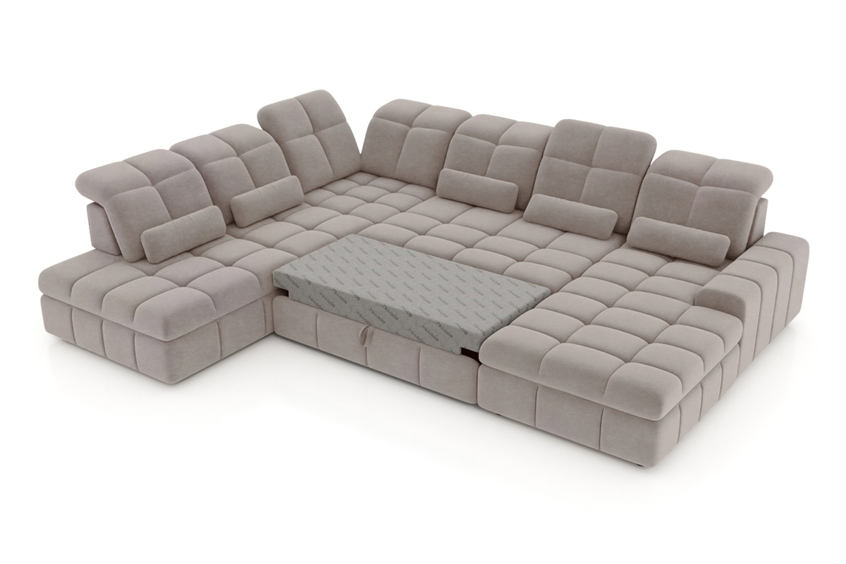 Rohová sedacia súprava Magnelio U II elektrická s funkciou spania ľavá - béžová čistiaca látka Zoya 02 Rohová sedacia súprava Magnelio U II elektryczny s funkciou spánku Ľavá strana - Béžová dzianina ľahkočistiaca Zoya 02
