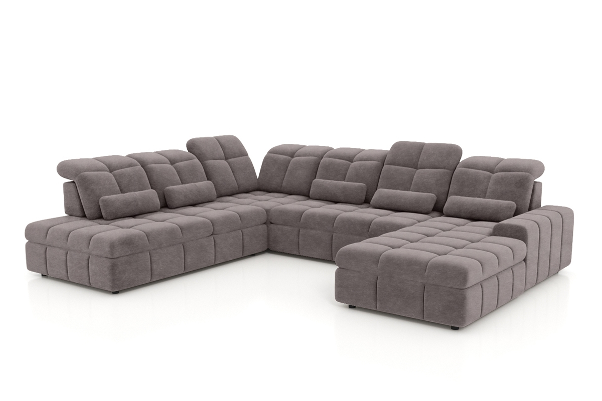 Rozkládací rohová sedací souprava Magnelio U II levá - hnědá tkanina Zoya 05 / elektrické ovládání Rohová sedací souprava Magnelio U II elektrický rozkládací levá - hnědá Pletenina snadno čistitelný Zoya 05