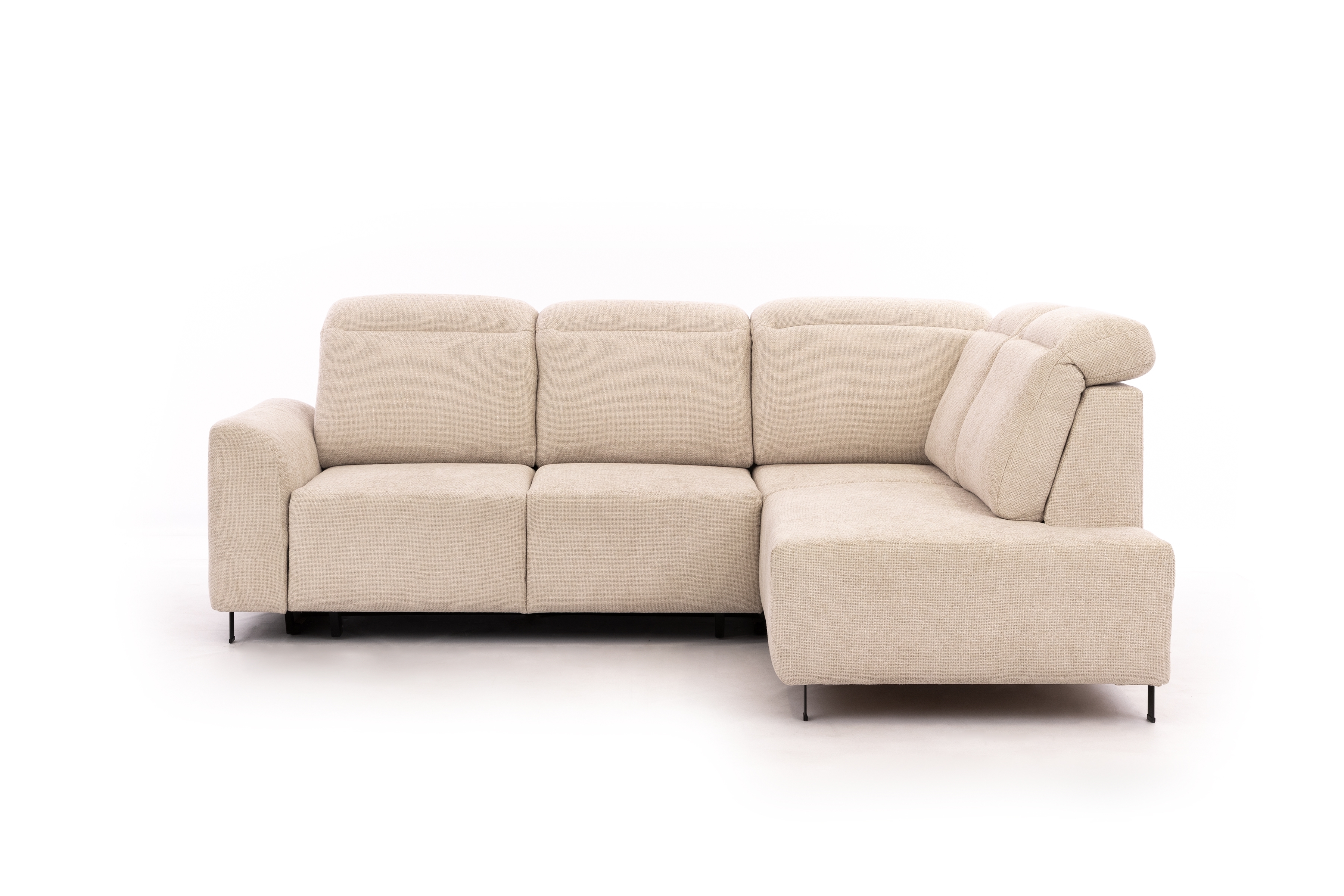 Rohová pohovka Magnis L s rozkladem pravostranná - béžová tkanina Magni 206.03 Rohová sedací souprava Magnis L rozkládací pravá - béžová plecionka Magni 206.03