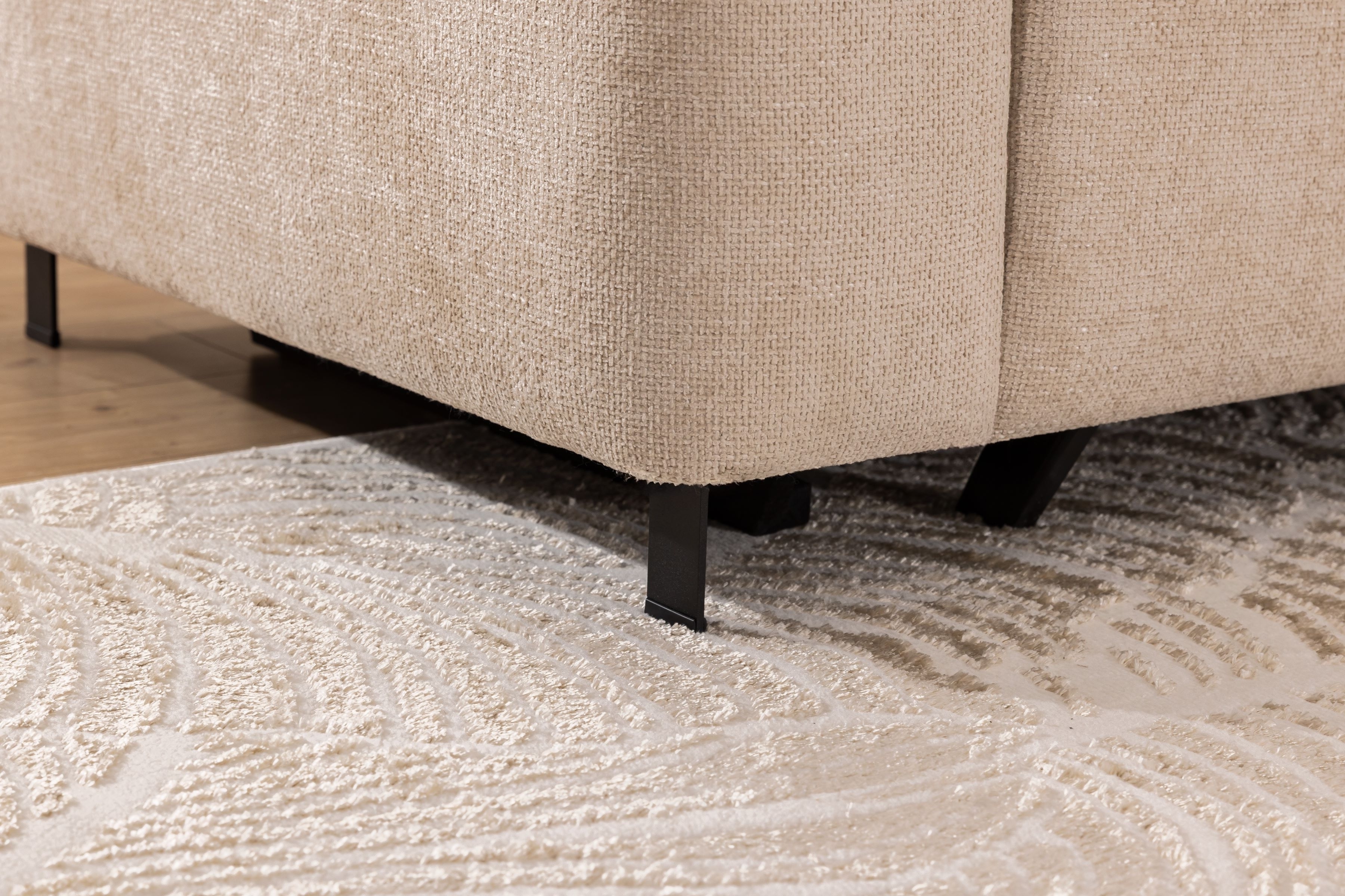 Rohová pohovka Magnis L s rozkladem pravostranná - béžová tkanina Magni 206.03 Rohová sedací souprava Magnis L rozkládací pravá - béžová plecionka Magni 206.03